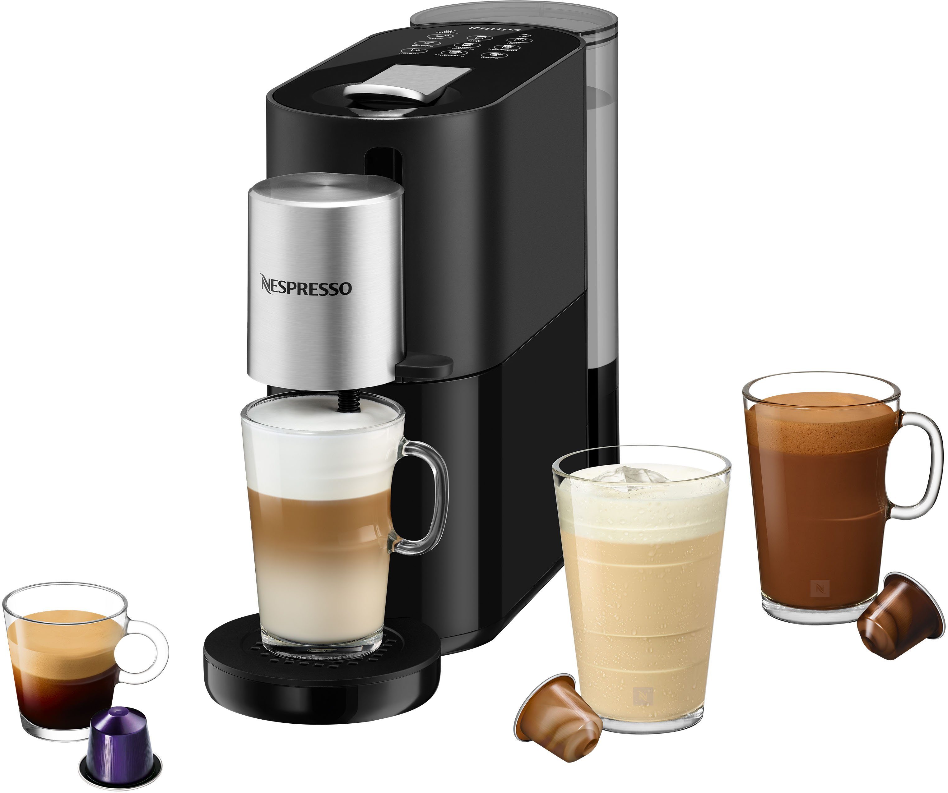 19 Bar Nespresso XN8908 Kapseln 1 Atelier von Wassertank: Nespresso inkl. L, Krups, Kapselmaschine Glastasse + Druck,