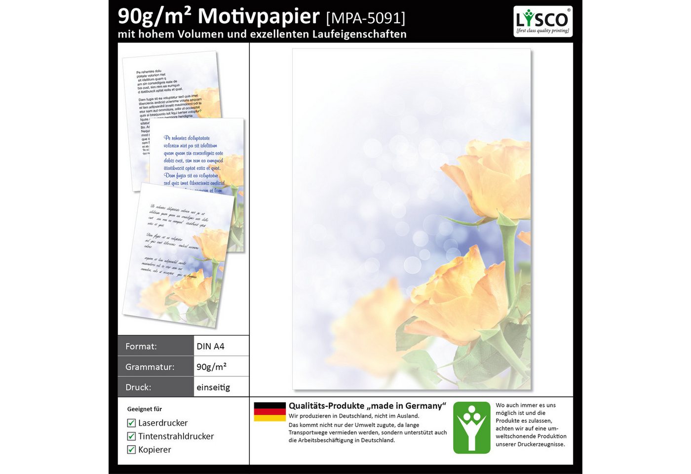 Thumbnail - LYSCO Briefpapier Motivpapier Sommer, Sonne, Urlaub DIN A4, gut beschreibbar, sommerliche Atmosphäre, für alle Drucker g...