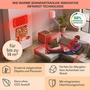 Klarstein Heizkörper La Palma Smart 750 W silver, elektrische Infrarot Wandheizung Spiegel Thermostat Heizung elektrisch