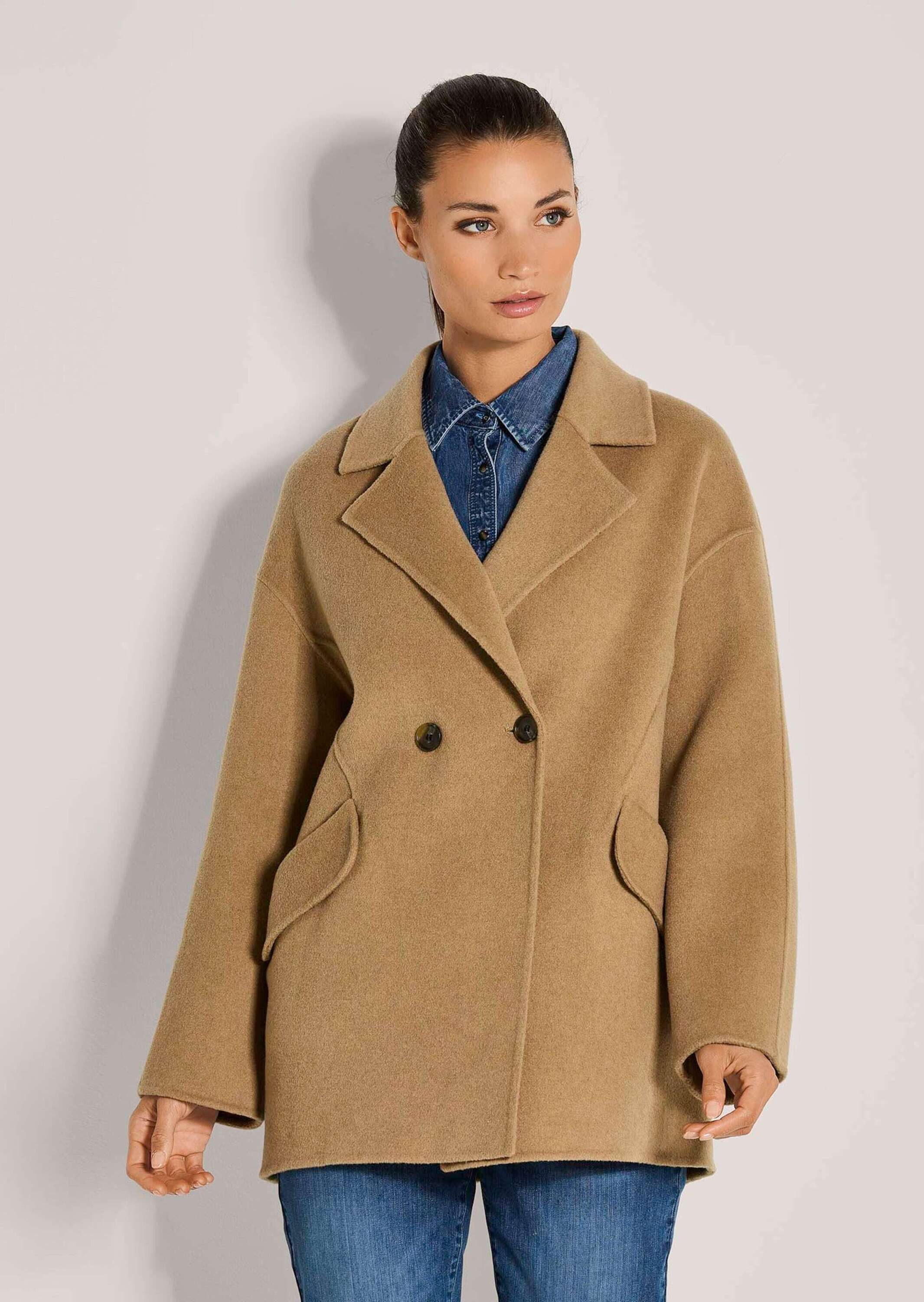 Outdoorjacke Eleganter Wollmantel mit Kaschmir