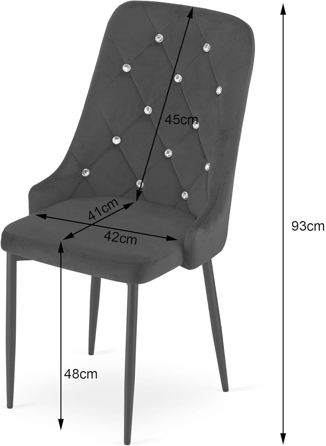 Best for Home Bürostuhl Moderner Samt-Polsterstuhl mit Metallbeinen (Einzelstuhl), Samtbezug, ergonomisch, stabil, modern