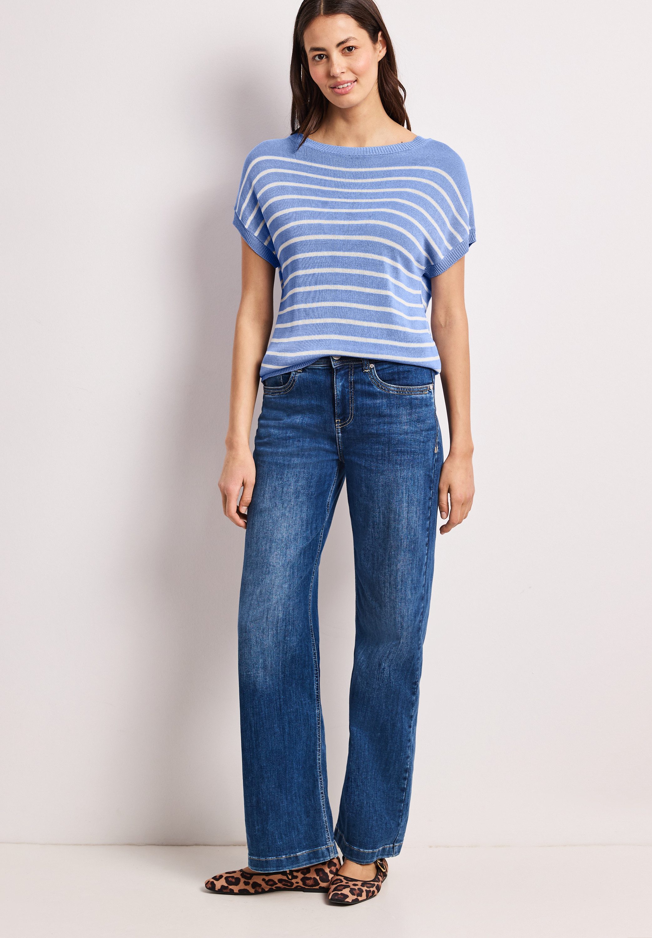 STREET ONE Kurzarmpullover mit U-Boot-Ausschnitt