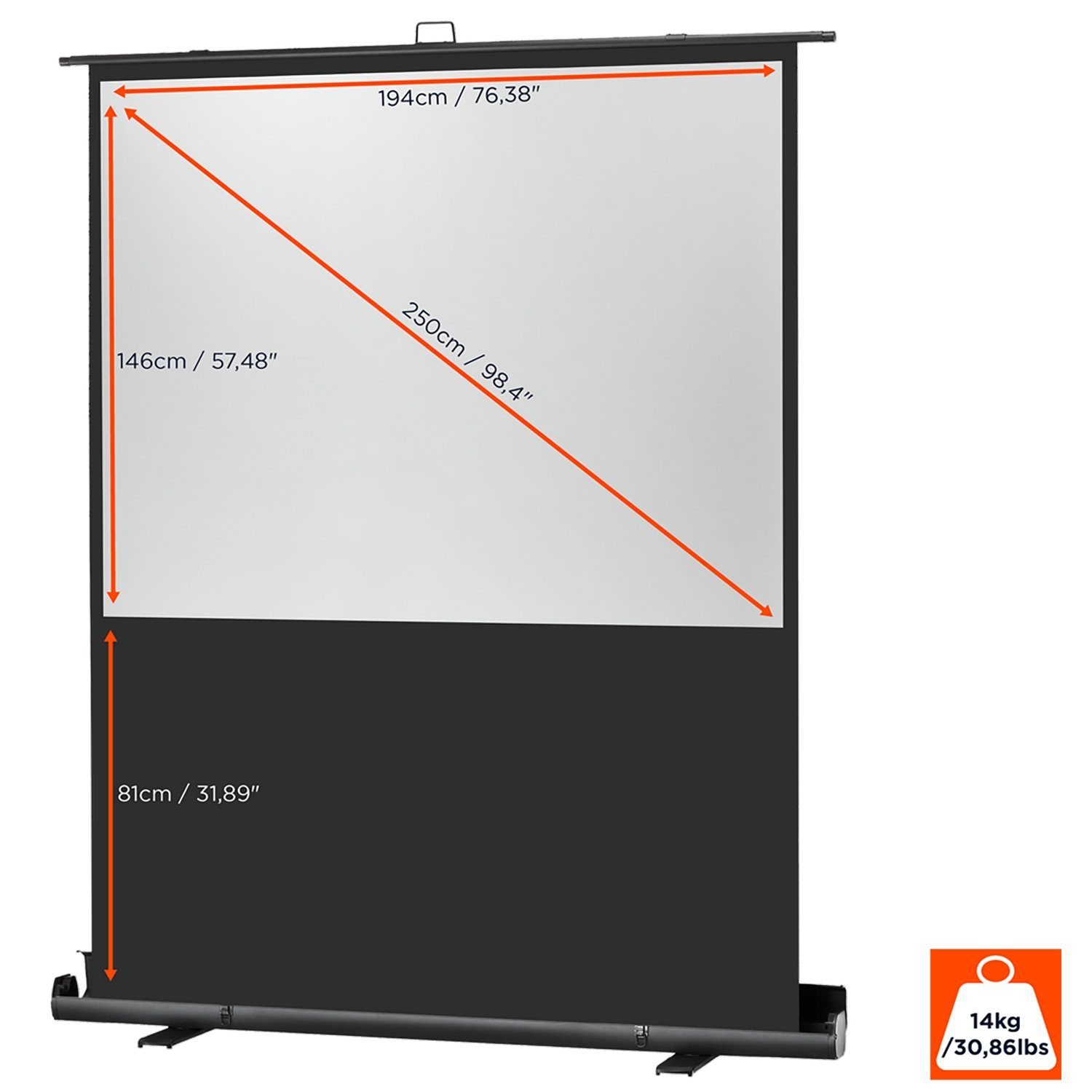 Celexon Professional Plus Pull-Up-Leinwand (schwarze Rückseite)