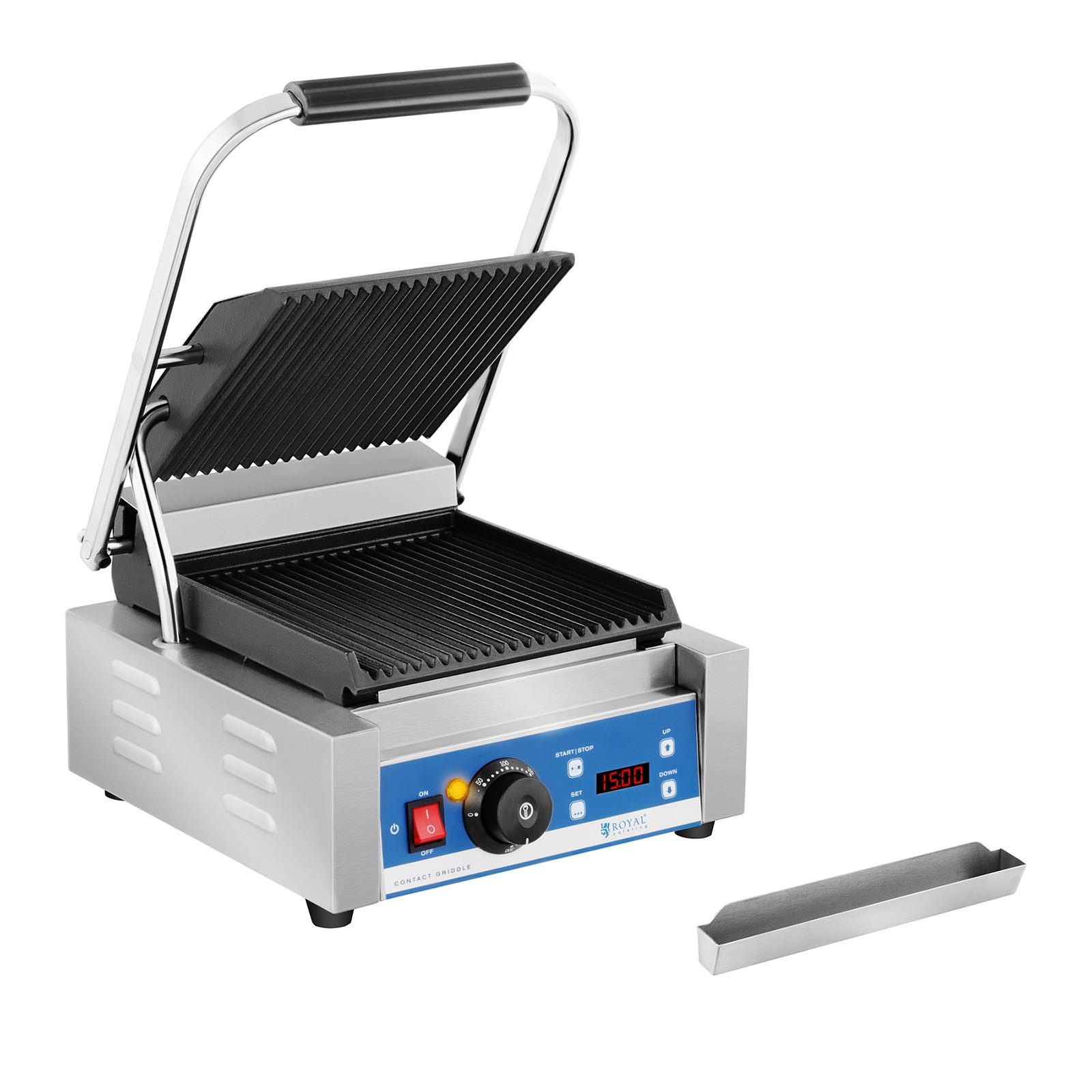 Royal Catering Kontaktgrill geriffelt Panini Тостеры Elektro Grillplatte Timer 1.800 W Gastro, 1800 W
