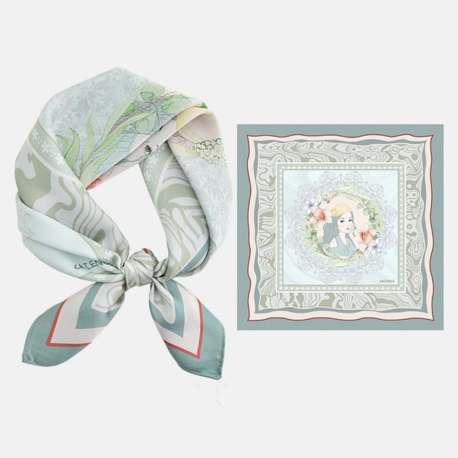 Zaewry Seidentuch Stirnband Quadratischer Haar-Bandanas-Schal für Damen