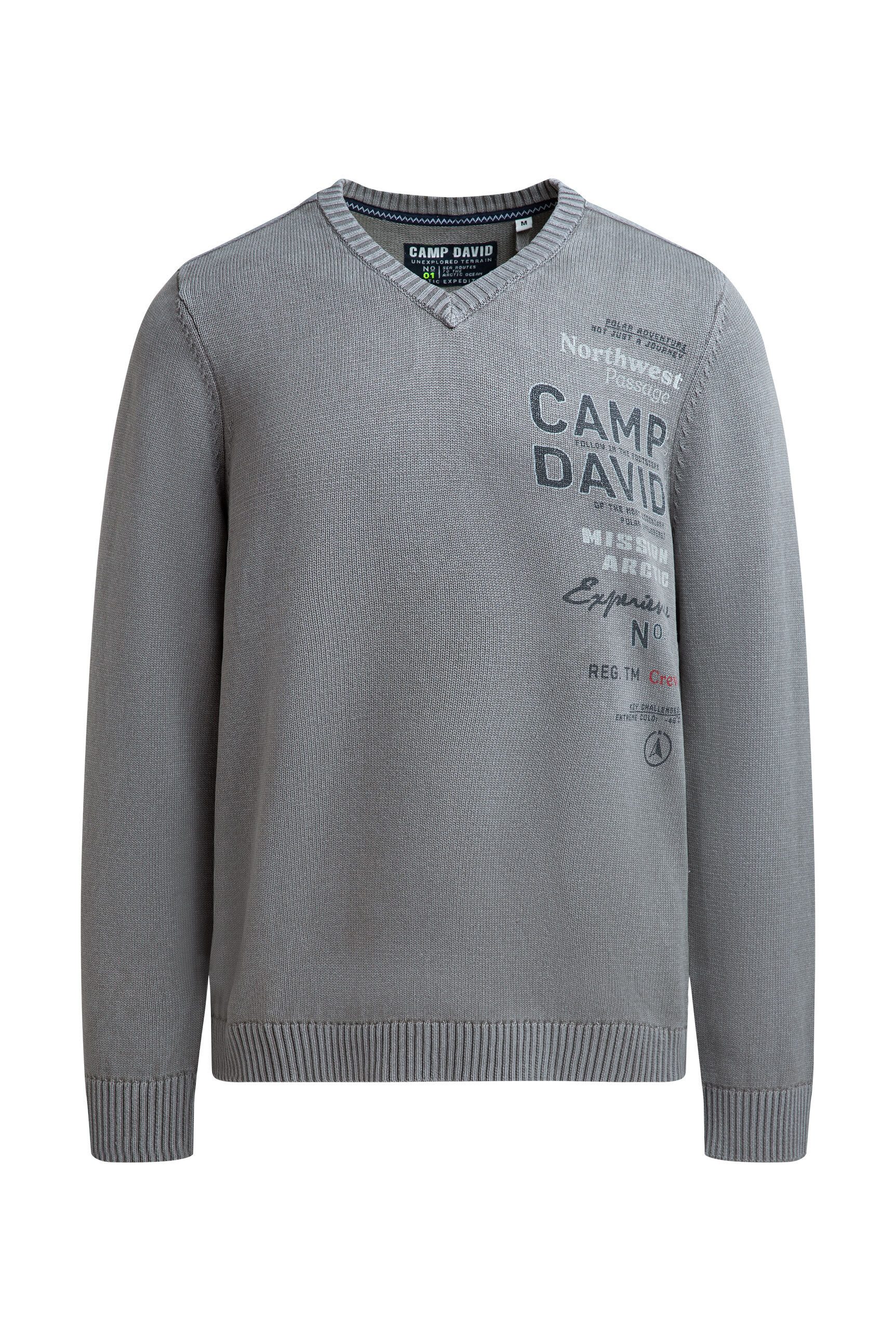 CAMP DAVID V-Ausschnitt-Pullover aus Baumwolle günstig online kaufen