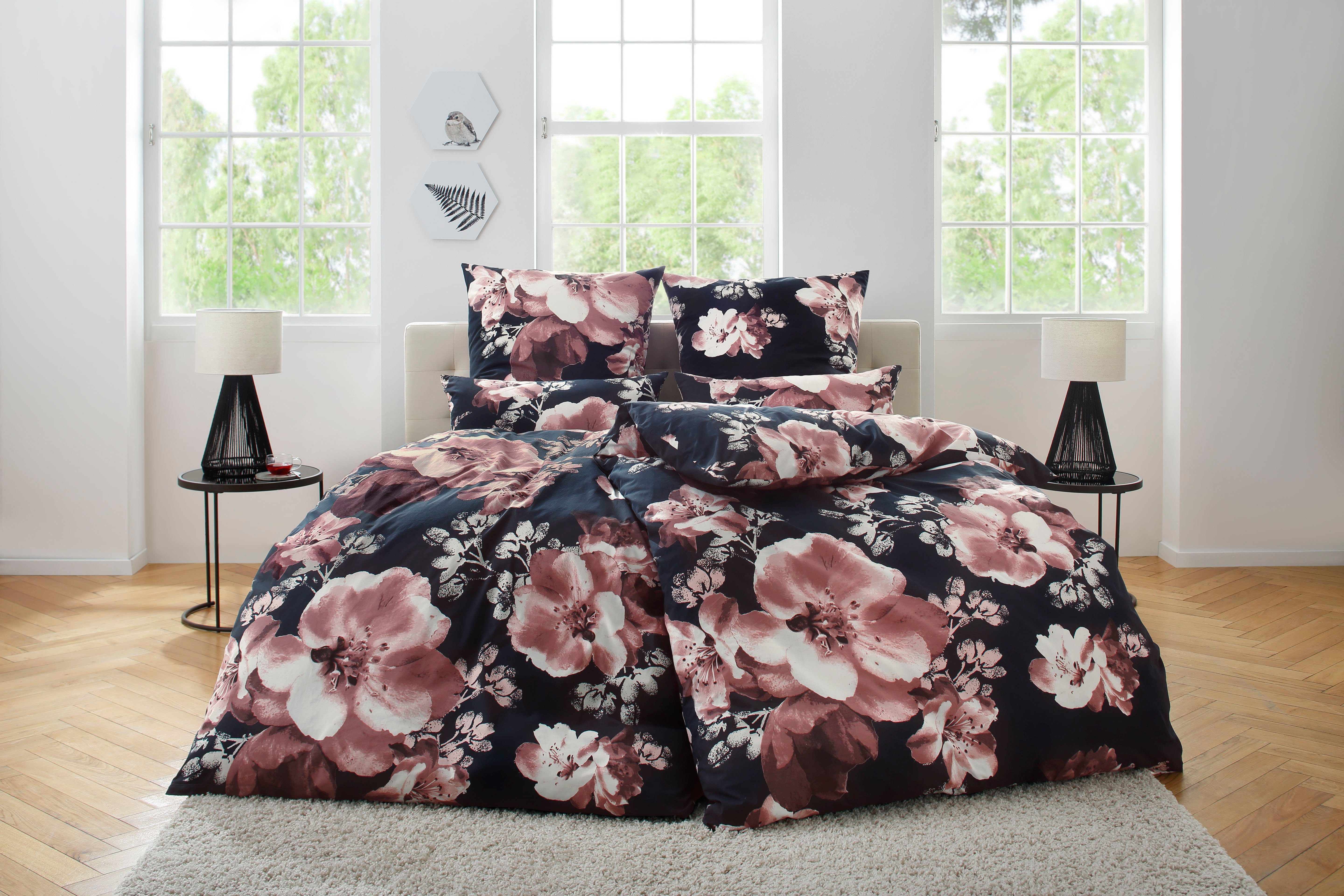 OTTO home Bettwäsche MELINA, Renforcé, 2 teilig, florale Bettwäsche mit Reißverschluss, ab Gr. 135x200 cm