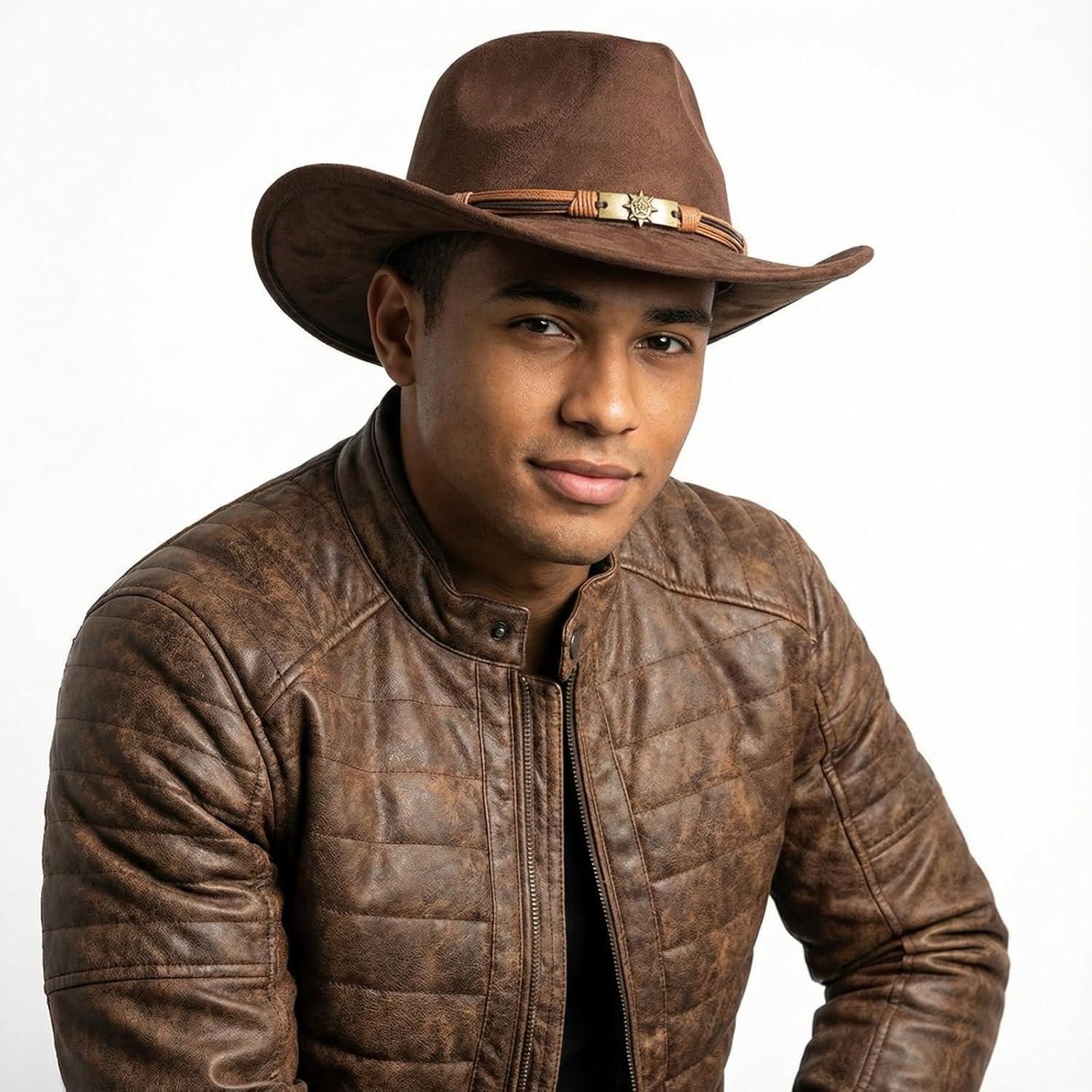 LuxusKollektion Cowboyhut Cowboyhut Wildleder Damen Herren Einheitsgröße-M B1# Braun