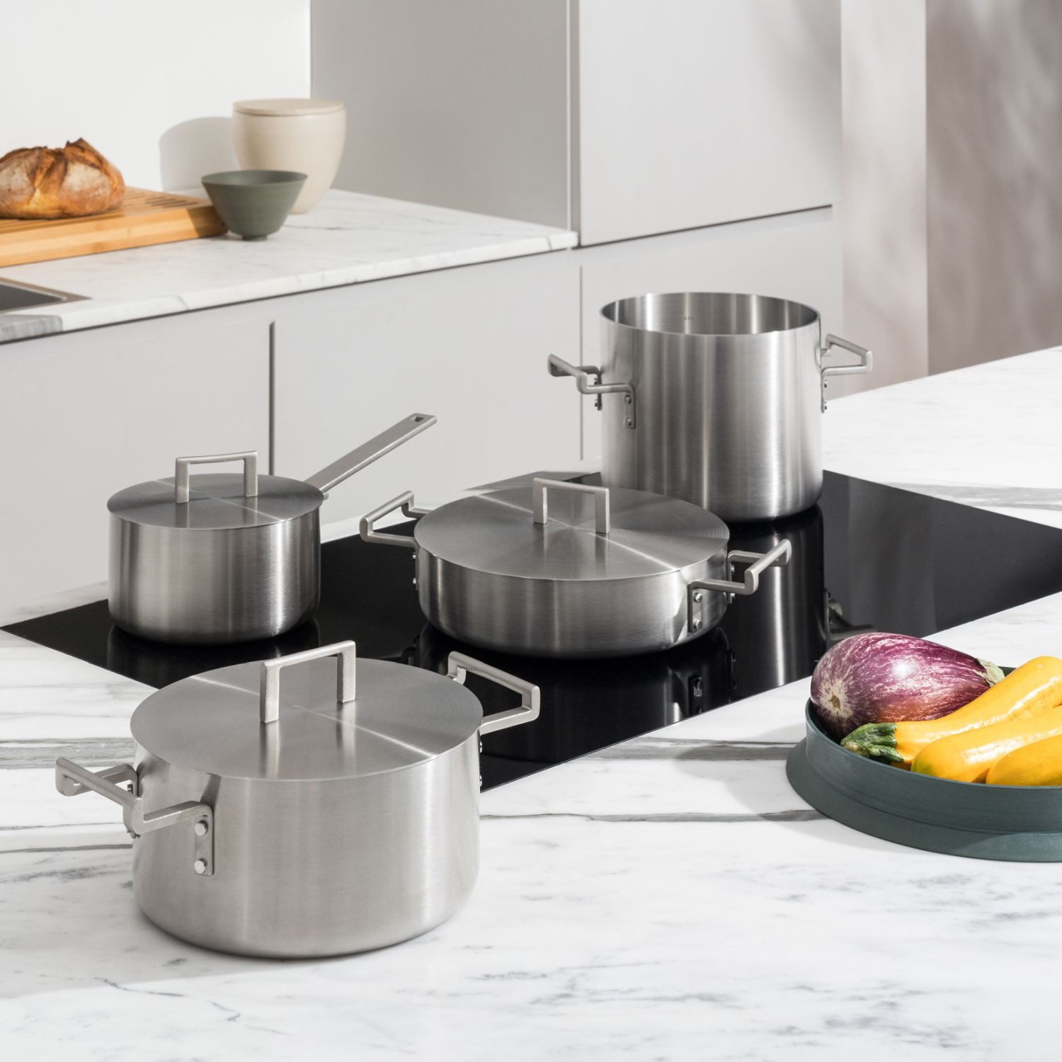 Alessi Topf-Set Convivio 7-teilig, Edelstahl (7-tlg), induktionsgeeignet