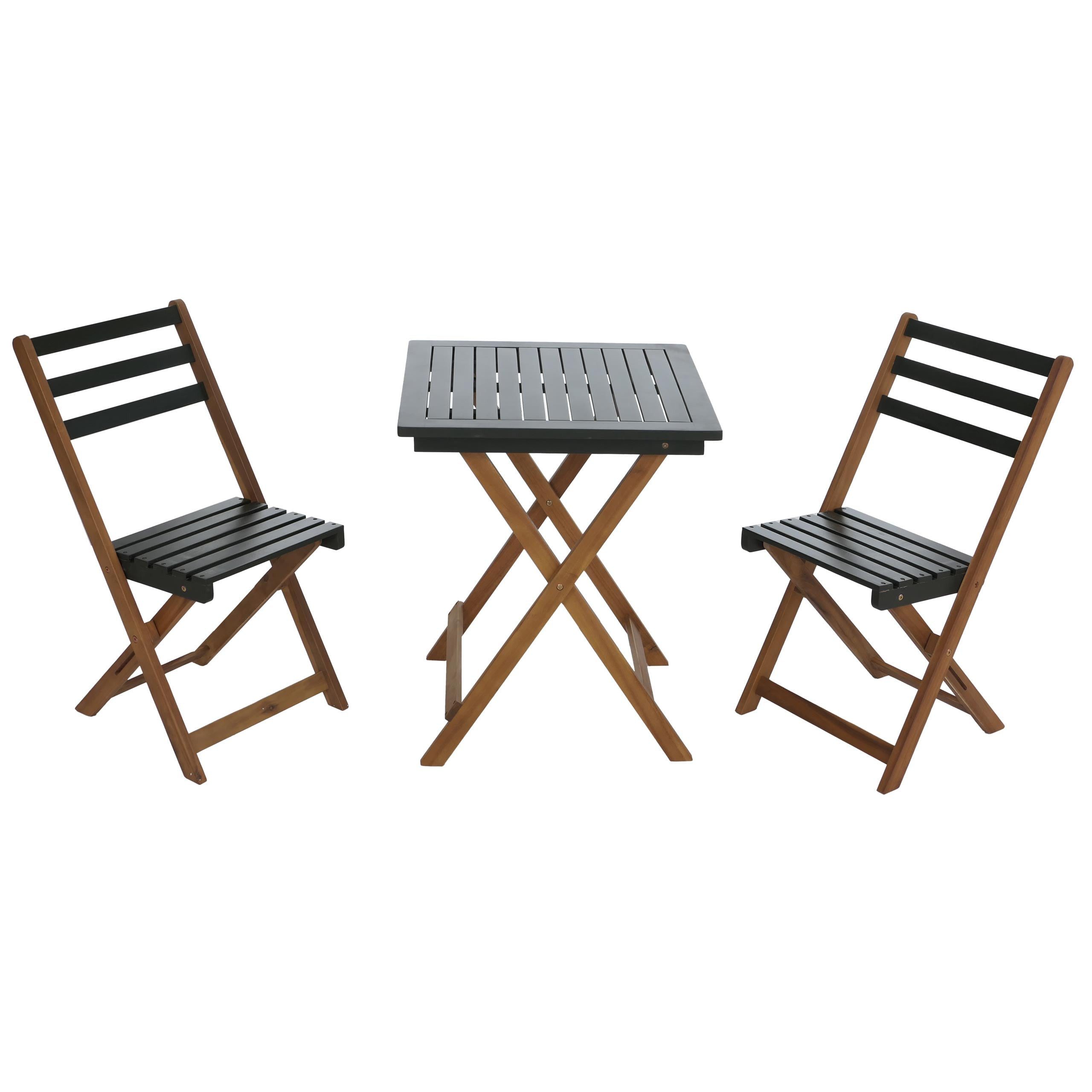 PROREGAL® Balkonset Garnitur Sitzgruppe Lounge-Set 2x Stuhl Tisch Holz klappbar