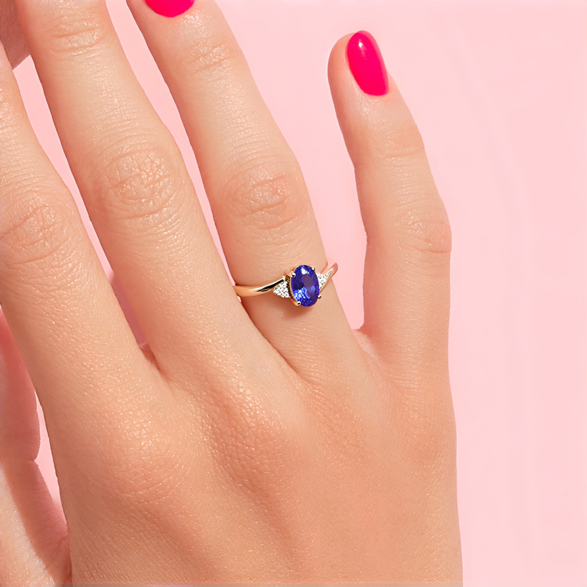 Cavill Silberring Tansanit Ring 0,79 ct Oval, 6 Zirkone, 925 Silber platin (1-tlg)