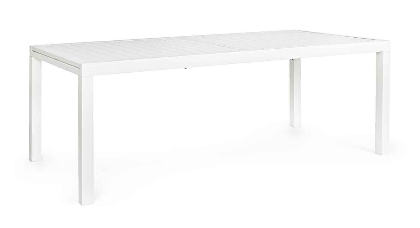 Bizzotto Esstisch Hilde aus Aluminium, 200-300x100 cm, Weiß, Geeignet für 8-10 Personen