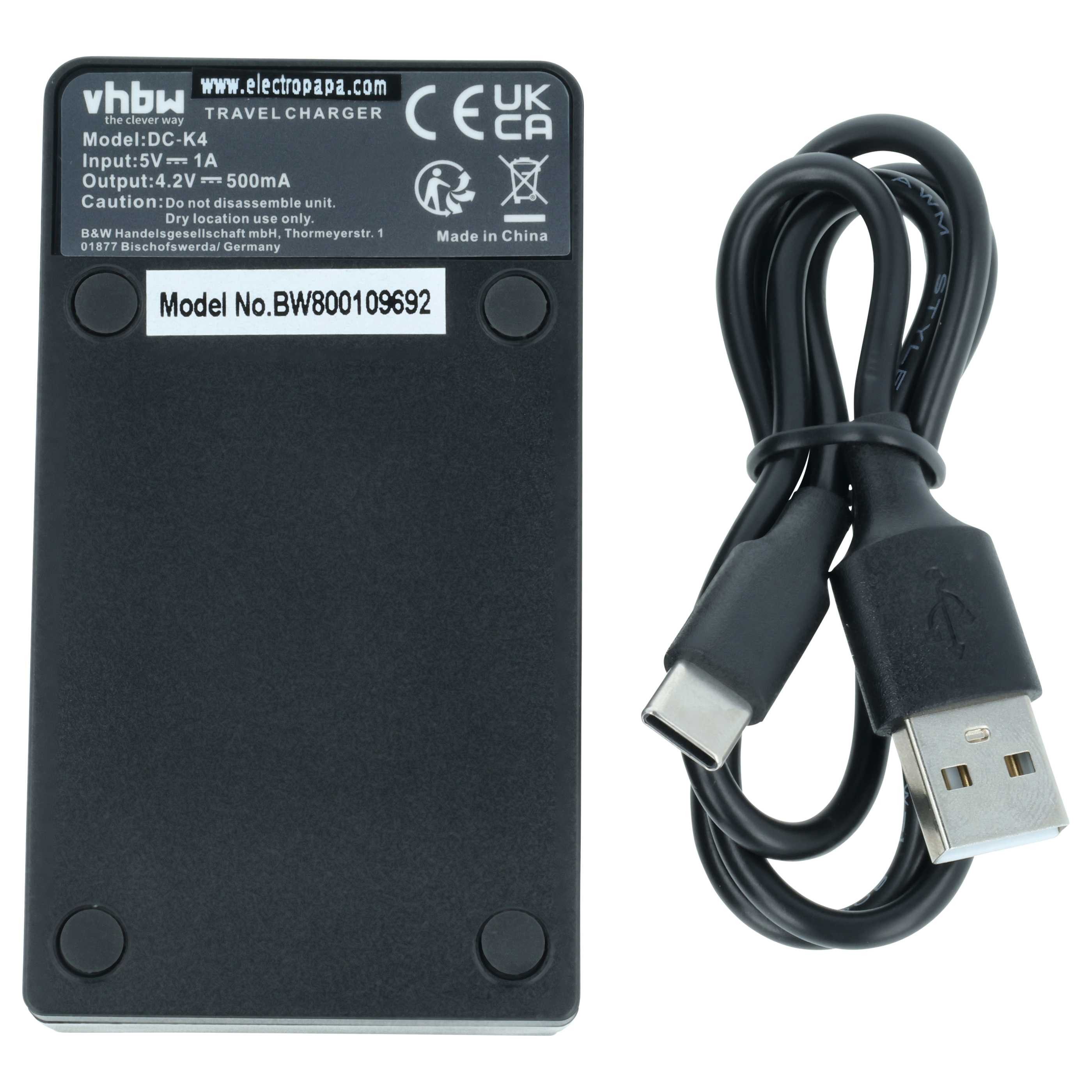 vhbw passend für BenQ DC W1220, T1460, E1480, T1260, E1460, E1465 Digitalka Kamera-Ladegerät (Ladestation zum Laden eines Akkus an jeder USB-Buchse z.B. am PC) – Bild 4 von 5