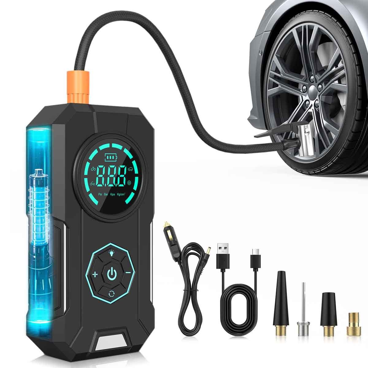 Novzep Luftpumpe Tragbarer Kompressor-Reifenfüller mit LCD-Display & 25000mAh Akku