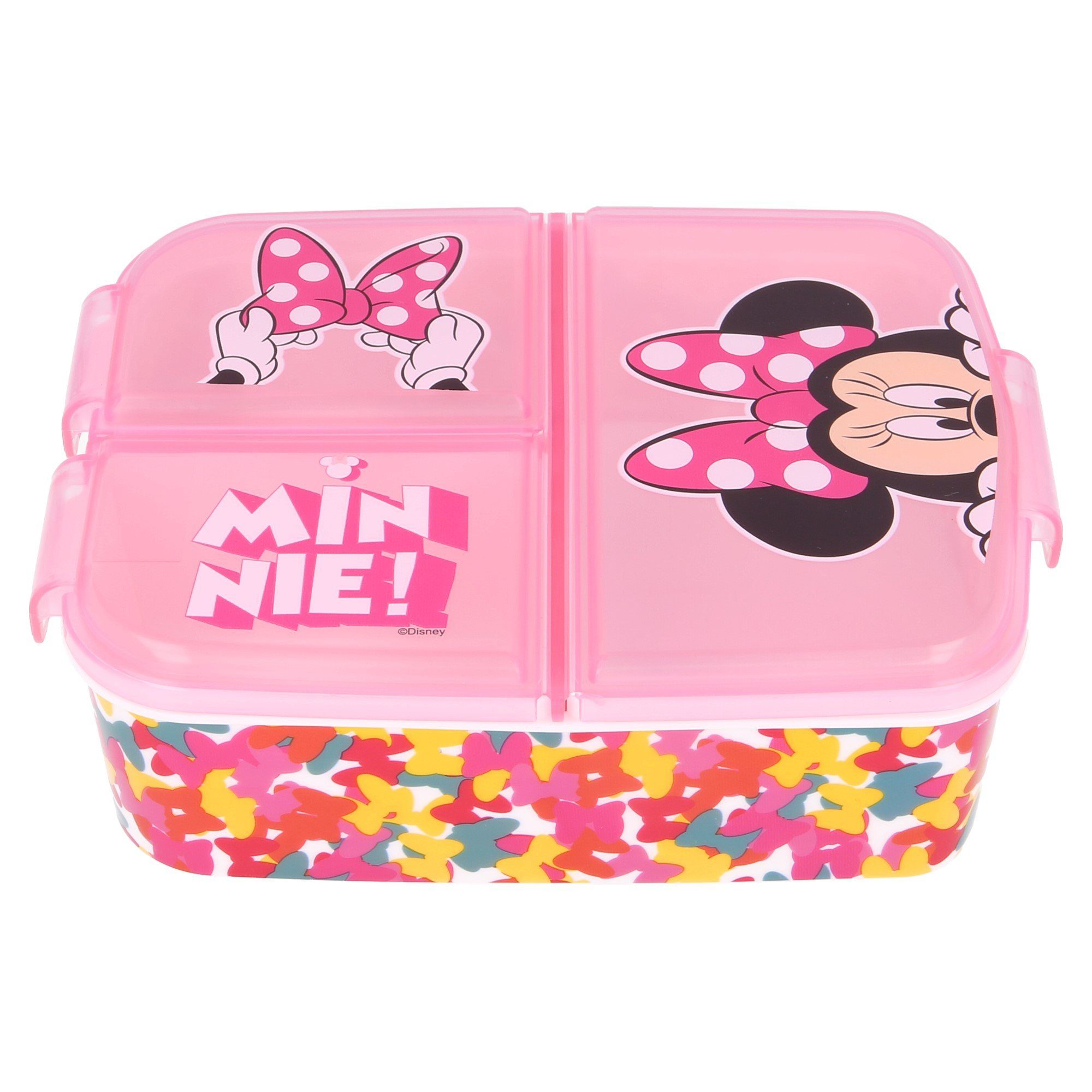 Disney Minnie Mouse Lunchbox Minnie Maus, Kunststoff, Kinder Brotdose mit 3-Fach-Unterteilung BPA frei