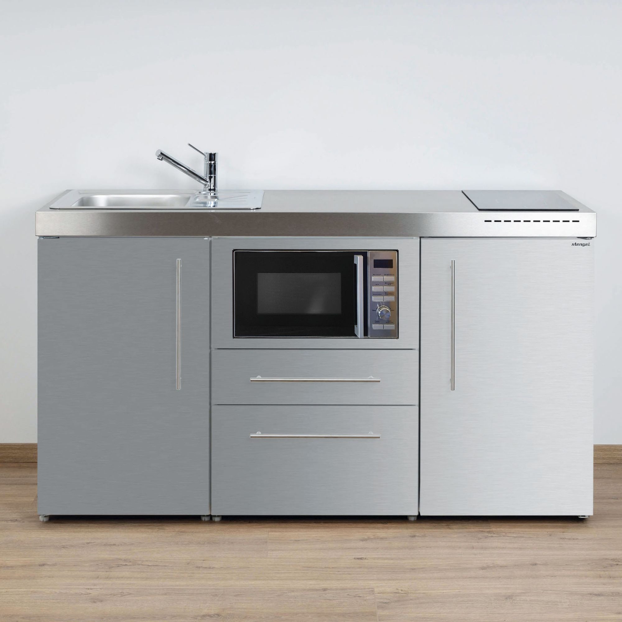 Stengel Küchenzeile 160 cm Premiumline MPM 160 A Singleküche mit E-Geräten, Kleine Kompaktküche mit Geräten