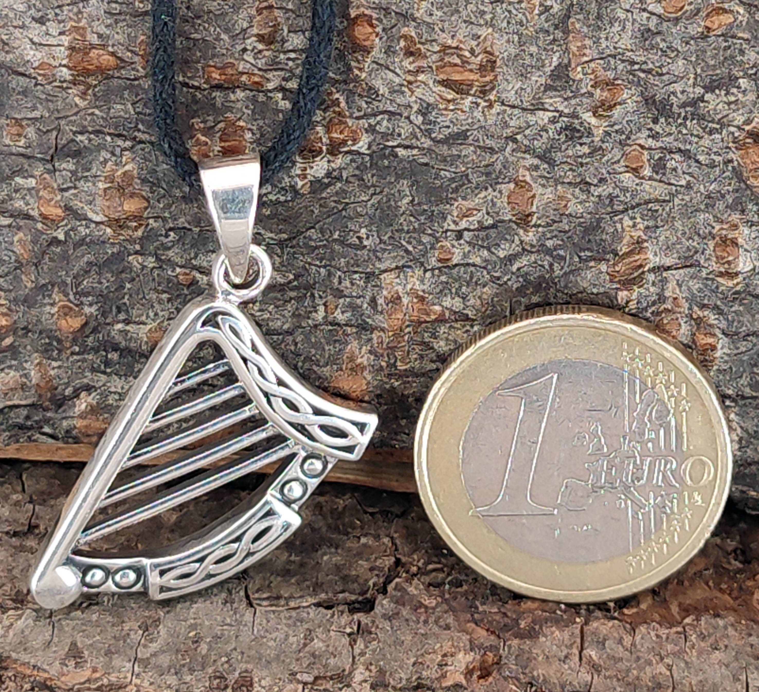 of Kettenanhänger Leather Sterling aus Anhänger Kiss 925 keltische 359 Ketten Silber Keltenknoten Harfe