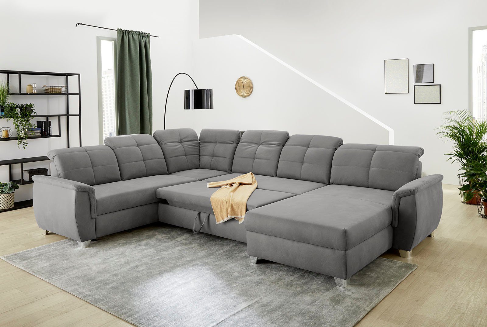 Relaxfunktion Bett- und grau mit grau | Wohnlandschaft Livorno, Kopfteilen, verstellbaren individuell Gruppe 7 Jockenhöfer