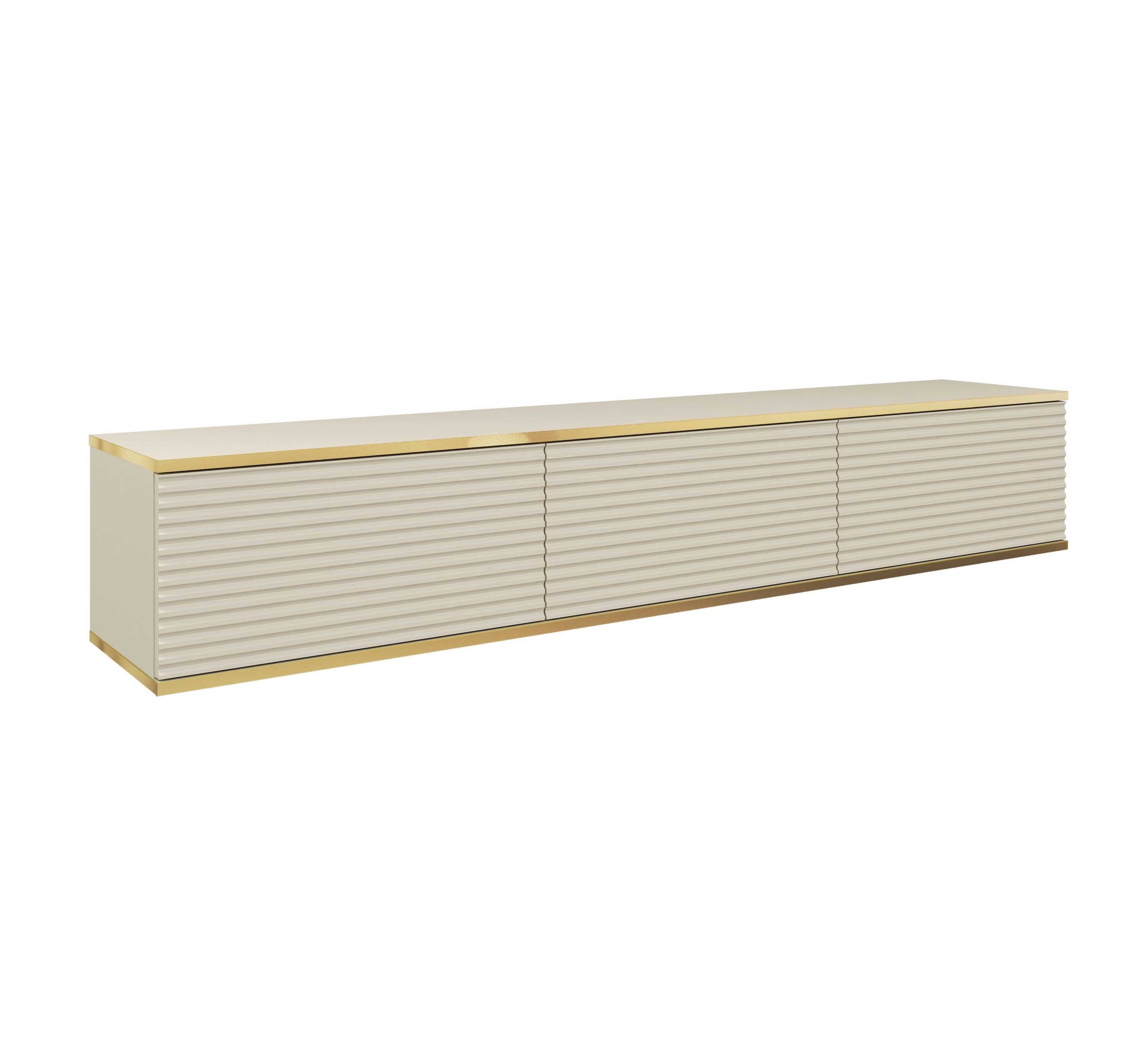 MOEBLO TV-Board Dayn RTV - 175 MDF (Lowboard Fernsehtisch TV Bank TV Tisch Fernseher Tisch TV Möbel, RTV-Schrank mit goldenen Einsätzen), (HxBxT):30x175x32cm