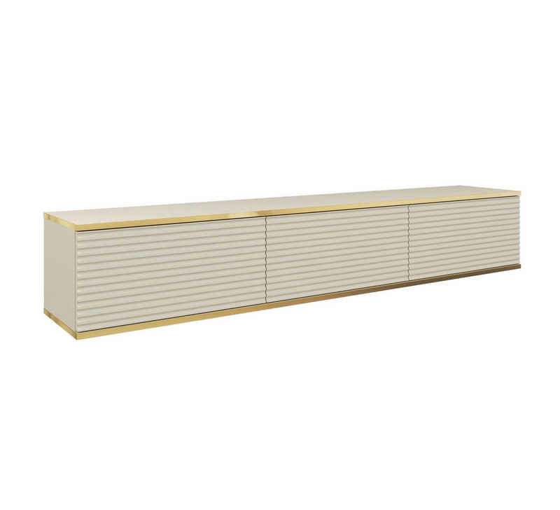 MOEBLO TV-Board Dayn RTV - 175 MDF (Lowboard Fernsehtisch TV Bank TV Tisch Fernseher Tisch TV Möbel, RTV-Schrank mit goldenen Einsätzen), (HxBxT):30x175x32cm