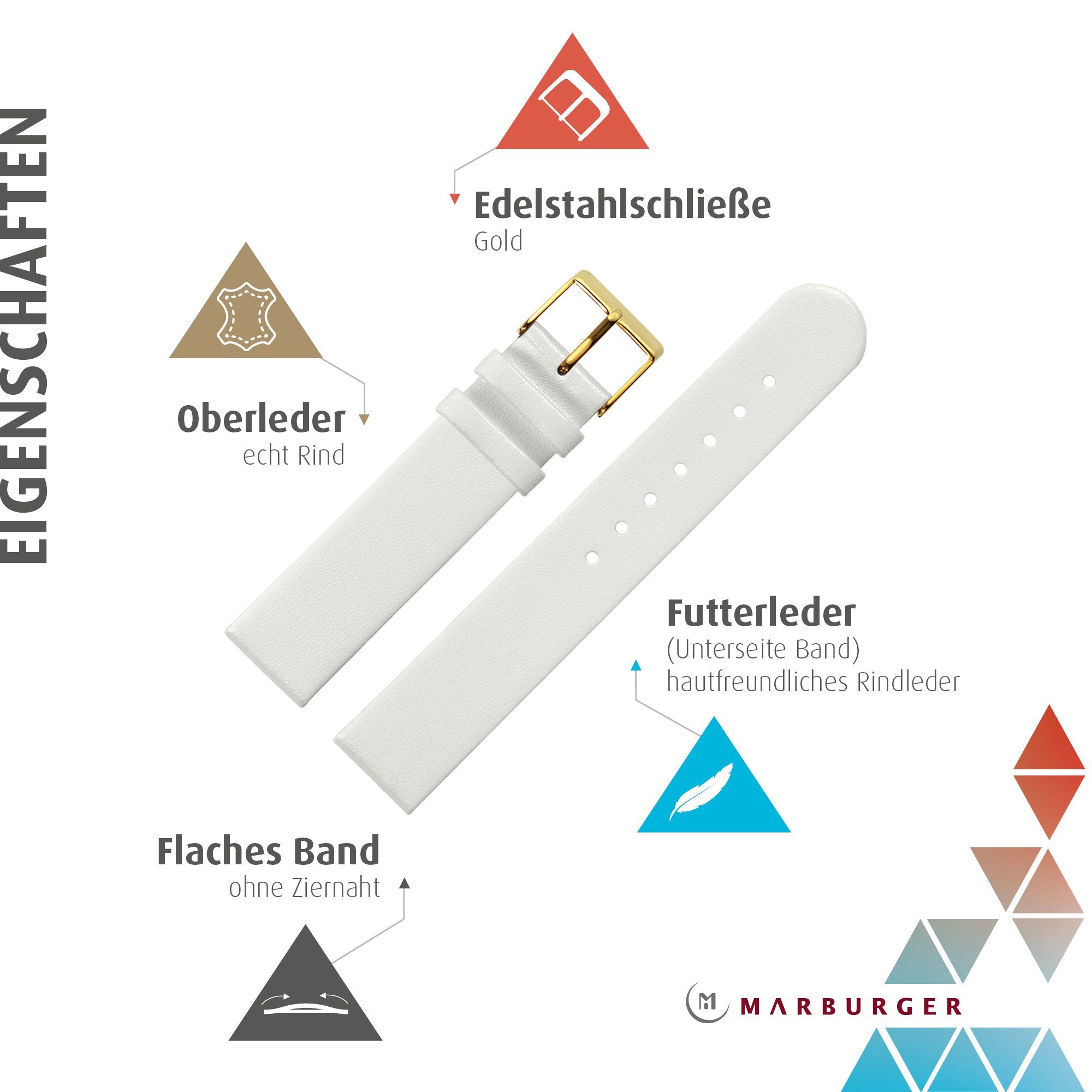 MARBURGER Uhrenarmband 16mm Leder