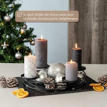 bremermann Kerzenhalter Kerzenhalter in Kranzform, für Stumpenkerzen, Kerzenständer schwarz