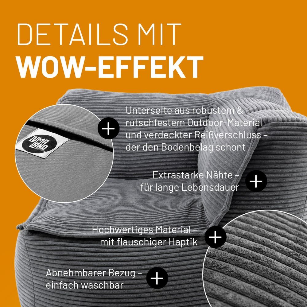 Lumaland Sitzsack Sitzsack-Sofa Modular Cord 81x81x70cm günstig online kaufen