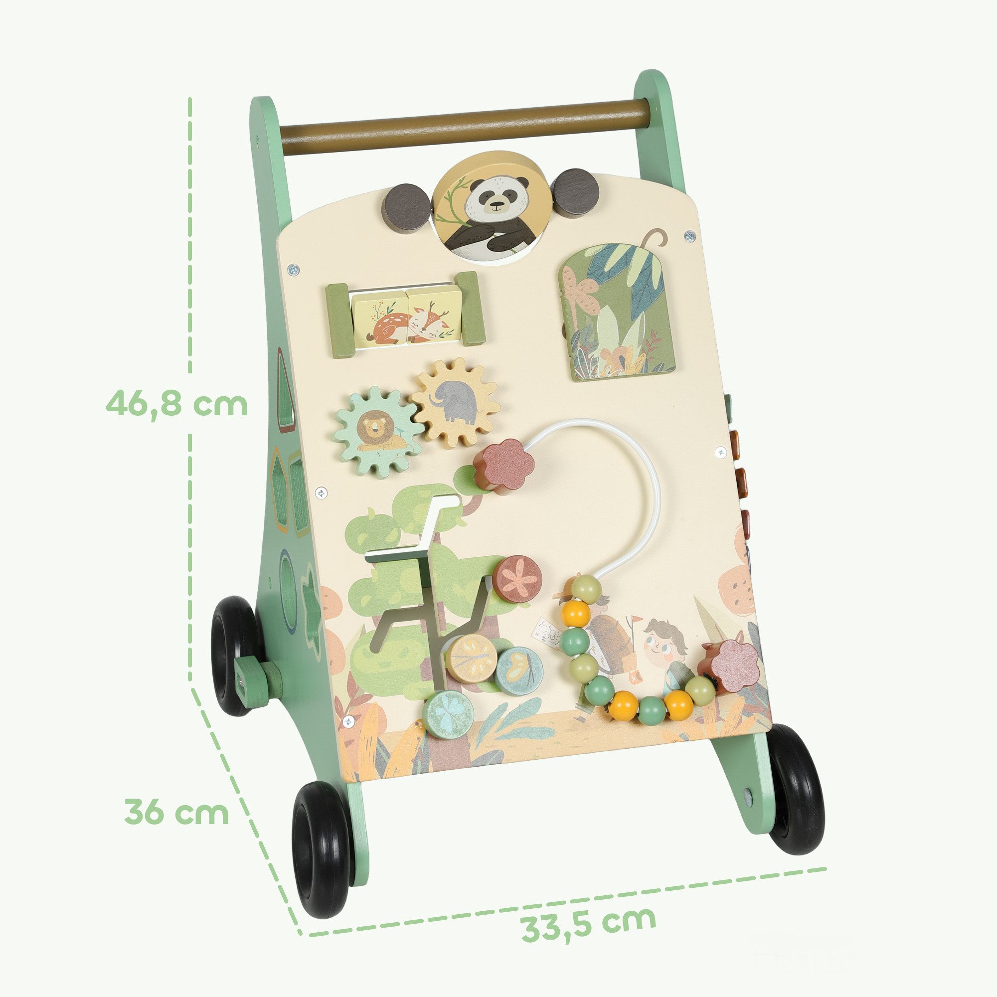 AIYAPLAY Lauflernwagen Montessori Lauflernhilfe mit Geschwindigkeitskontrolle, Xylophon, (Set, 1-tlg., Lauflernwagen mit Formenblöcken), Montessori, einstellbare Radspannung