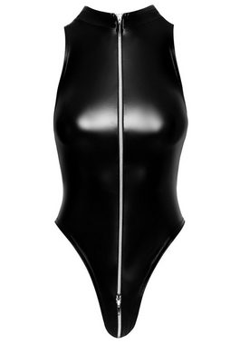 Noir Handmade Body Wetlook Body mit Reißverschluss Lack - schwarz