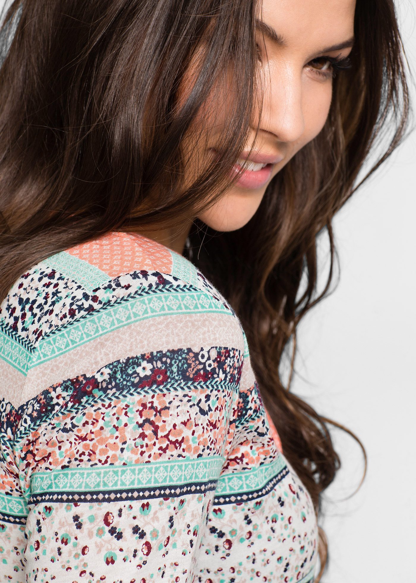 bonprix Tunikashirt Langarm, mit Bindeband am Ausschnitt