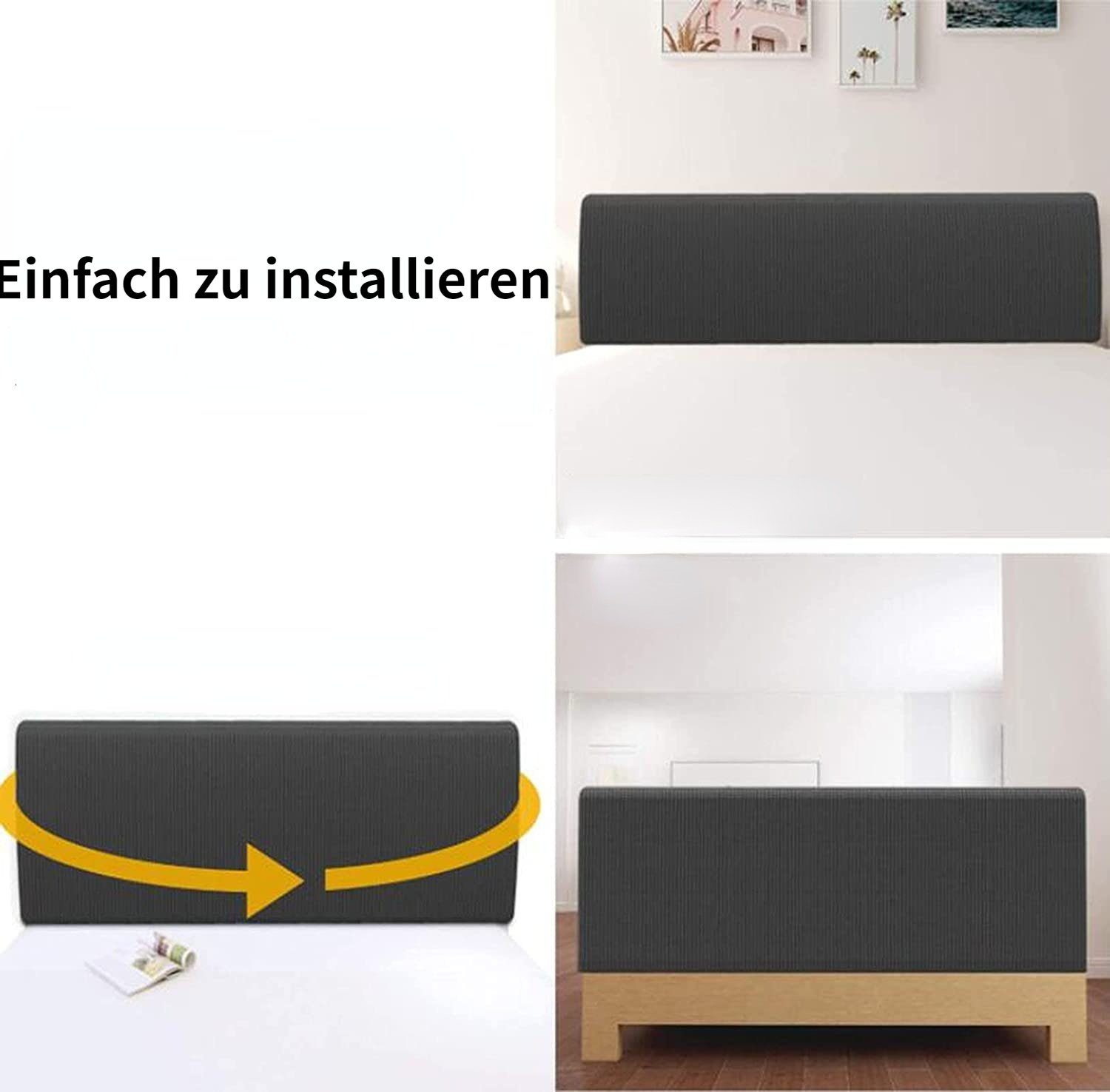 Betthusse, HOMEIDEAS, Bett Weiß Kopfteilbezug Einfarbiger Stretch