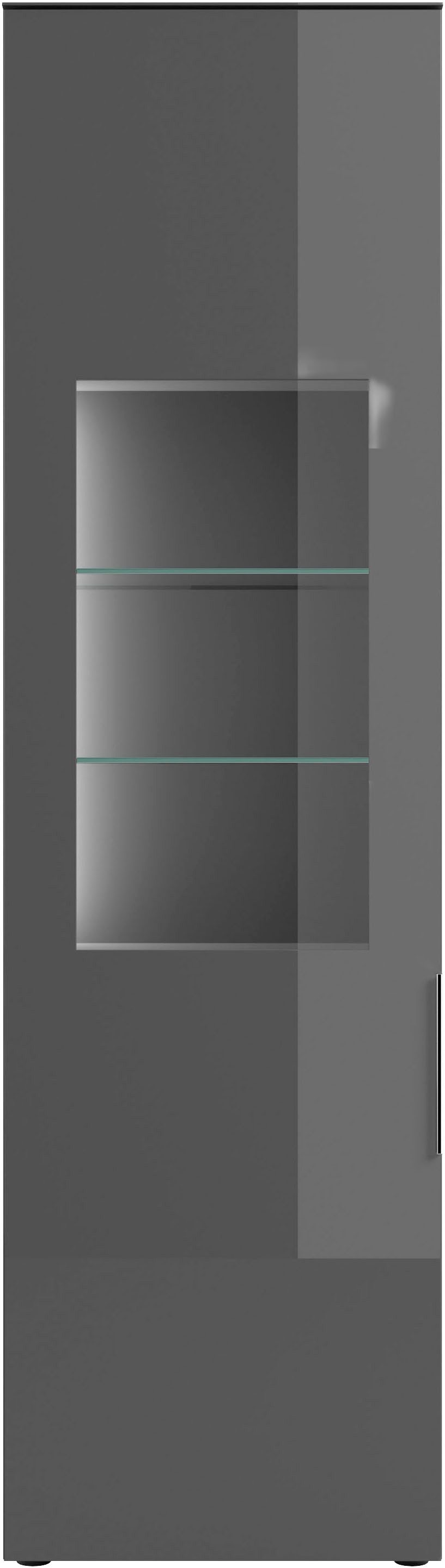 HBZ Vitrine Santorin Vitrine, Melaminbeschichtung, LED-Beleuchtung (1-St) LED Vitrine, mit Softclose-Funktion, Lip Griffe aus Metall