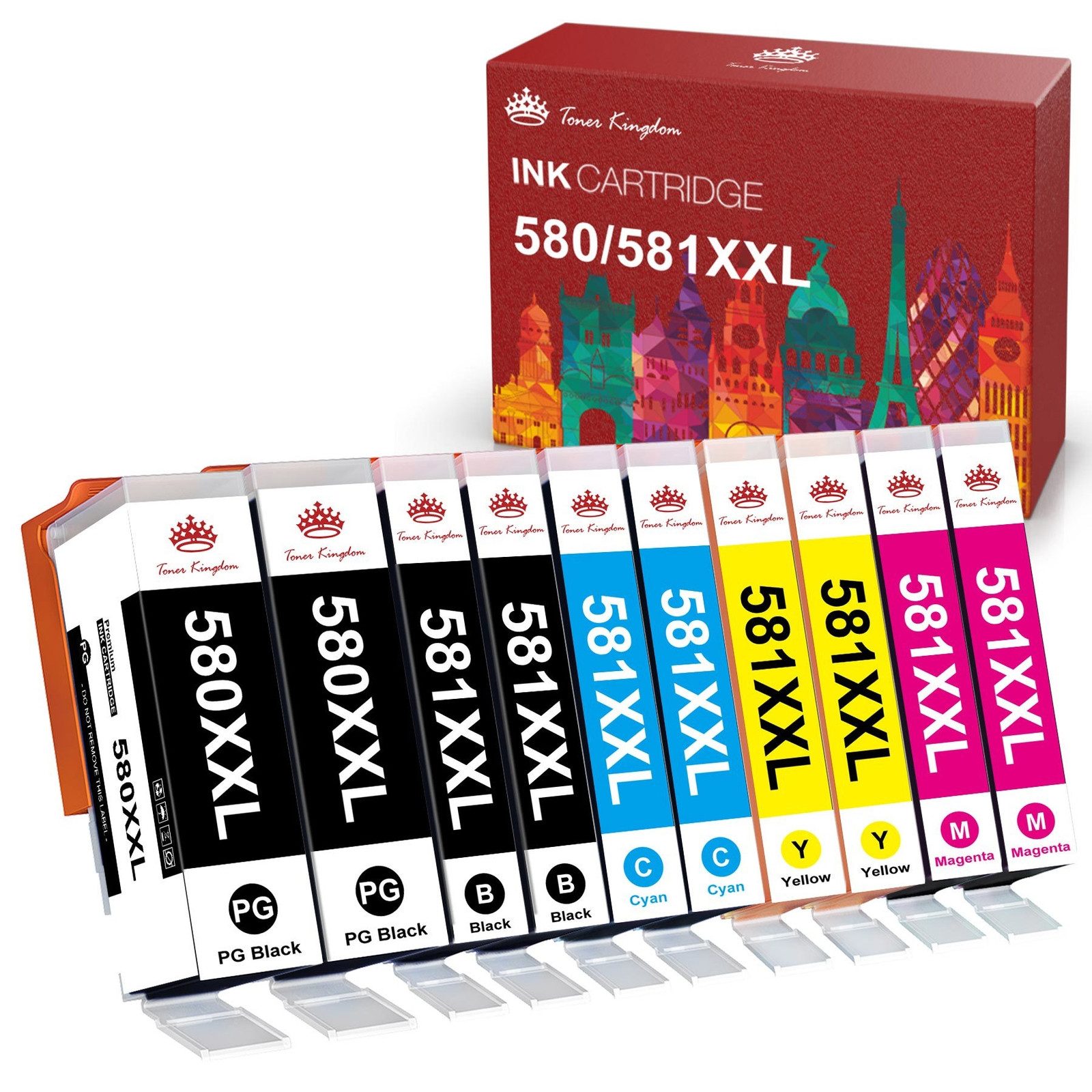 Toner Kingdom Patronen für CANON PGI-580 CLI-581 XXL PIXMA TS705a TS6351a TS6350a Tintenpatrone (Pixma TS705a TS6350a TS6351a TS8350a, 20-tlg)