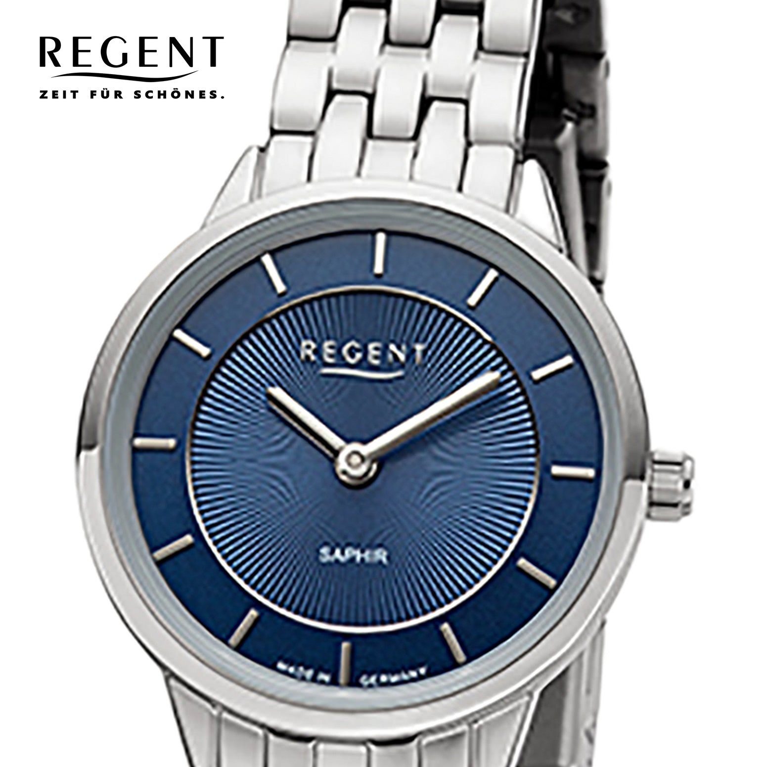 Regent Quarzuhr Regent Damen Armbanduhr Analoganzeige, (Analoguhr), Damen Armbanduhr rund, klein (ca. 27mm), Metallbandarmband