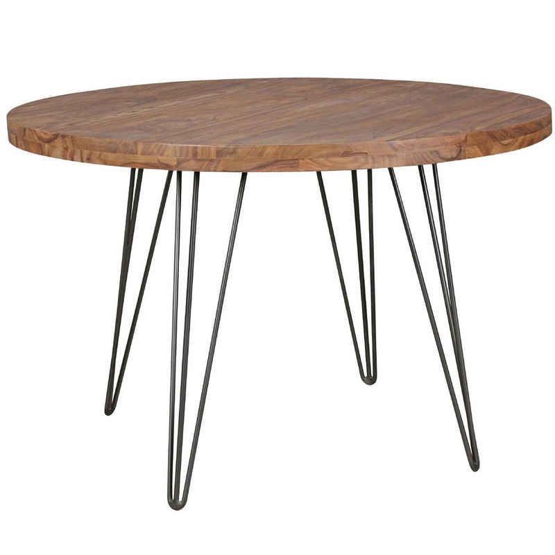 KADIMA DESIGN Esstisch Runder Massivholz-Esszimmertisch, Landhausstil, 120 cm Durchmesser