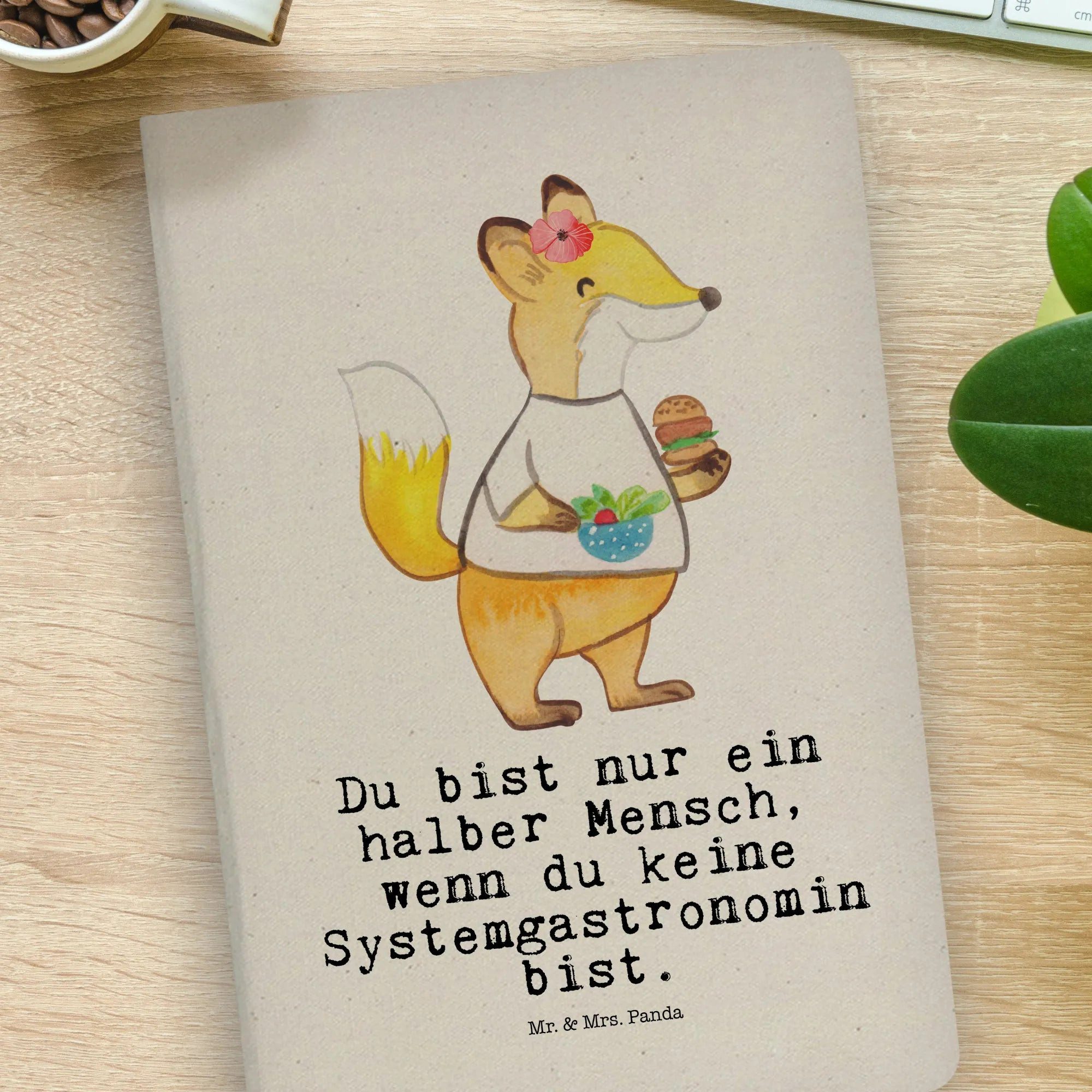 Thumbnail - Mr. & Mrs. Panda Notizbuch Systemgastronomin Herz - Transparent - Geschenk, Schenken, Ausbildung Mr. & Mrs. Panda, Bezau...