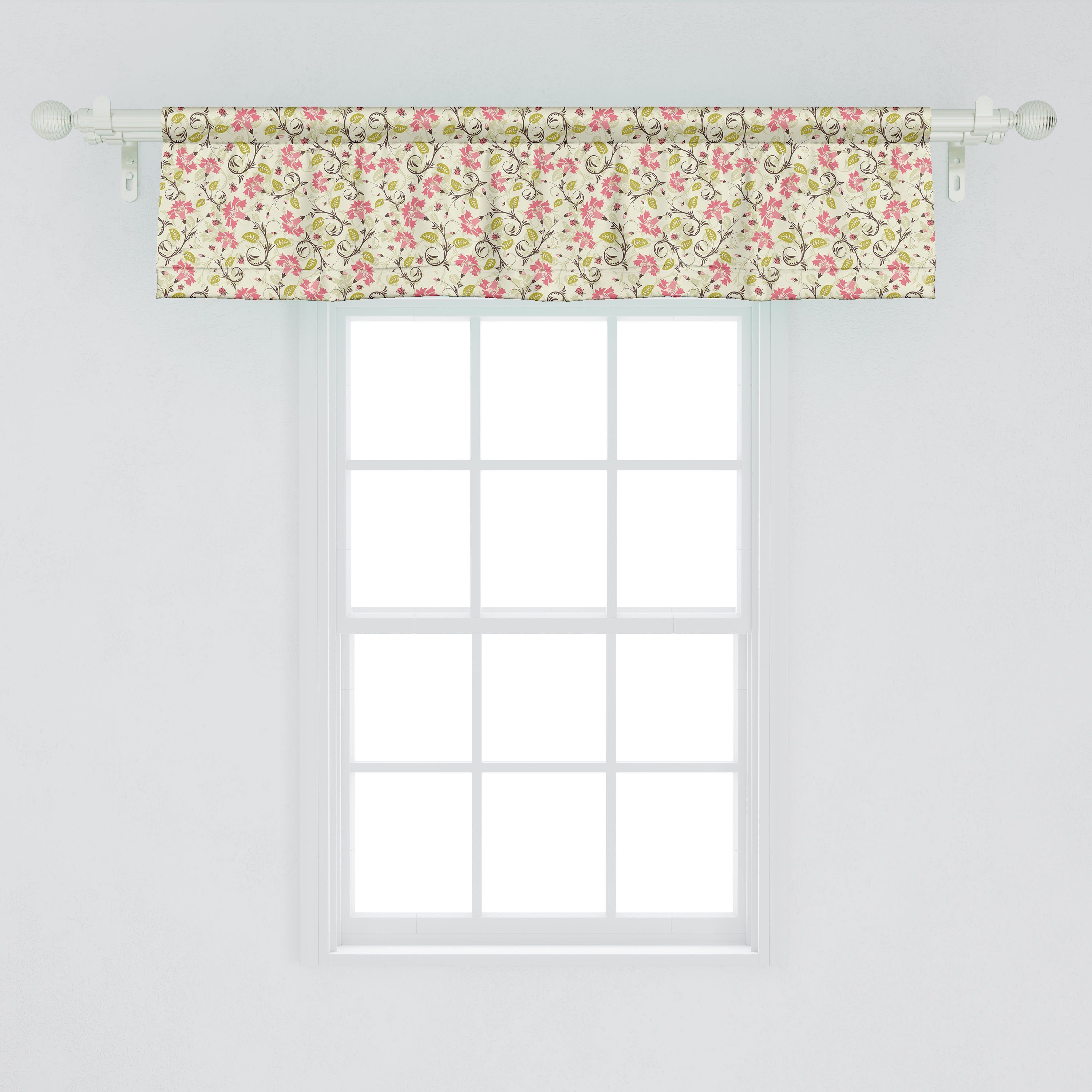 Abakuhaus, Küche Scheibengardine Schlafzimmer Dekor Microfaser, mit Blumen Stangentasche, für Brautblumenmuster Volant Vorhang