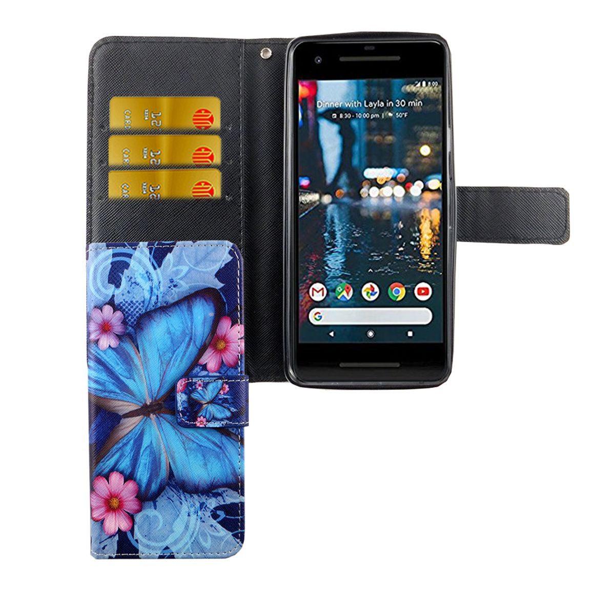 König Design Handyhülle Google Pixel 2, Google Pixel 2 Handyhülle Bookcover Blau