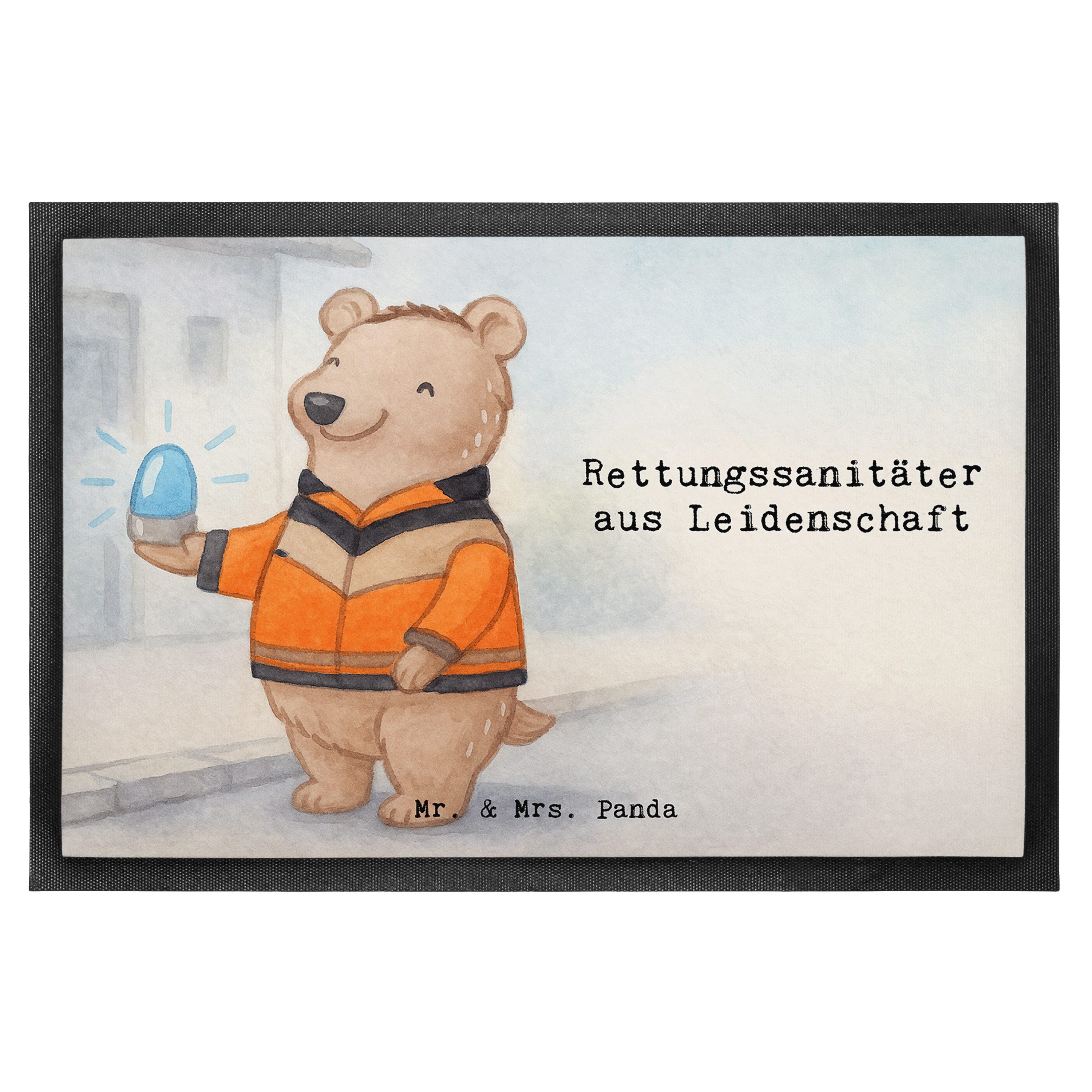 Mr. & Mrs. Panda Fußmatte Rettungssanitäter Leidenschaft Design, Schmutzmatte 40 x 60 cm, Weiß, Höhe: 40 mm