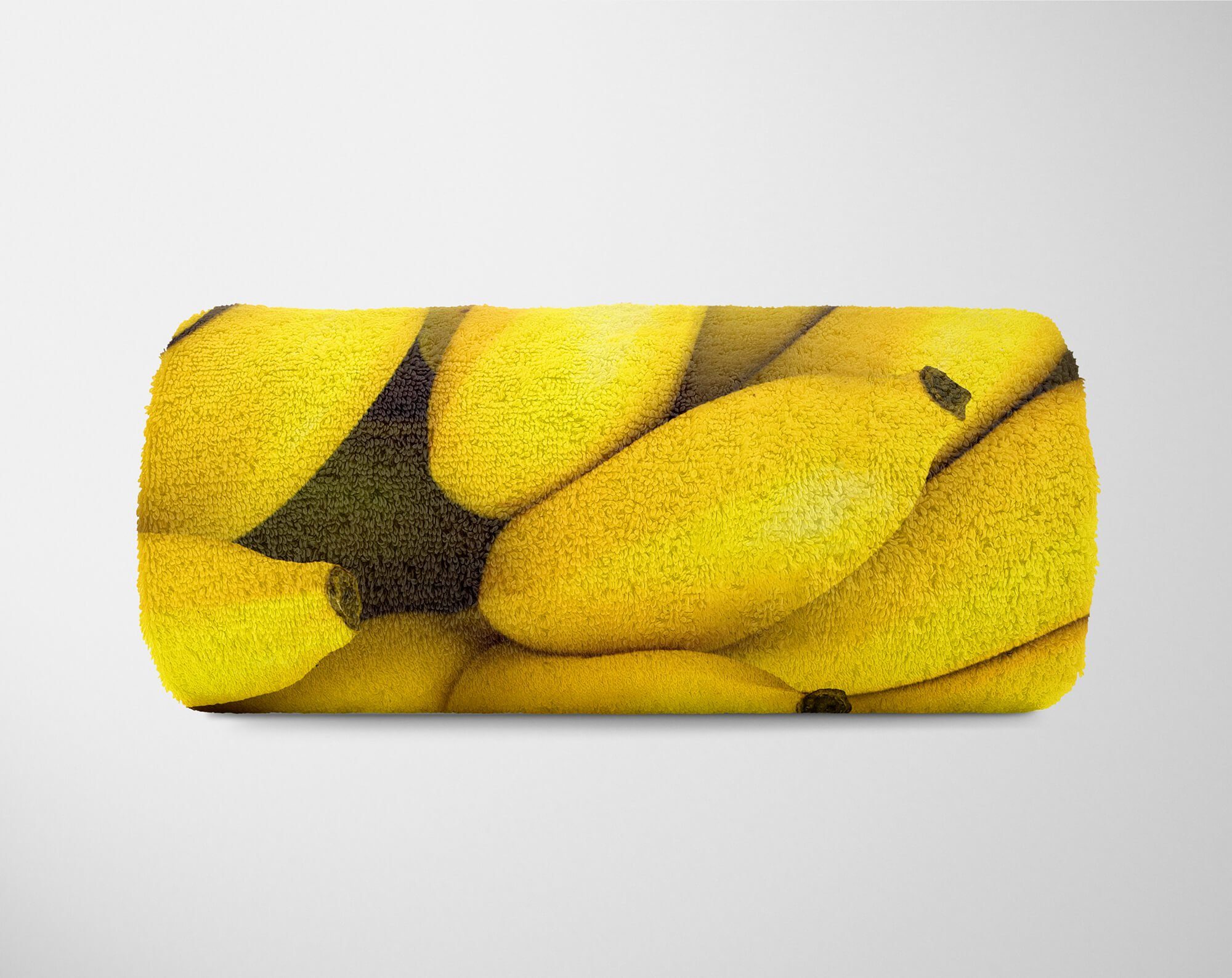 Fotomotiv (1-St), Baumwolle-Polyester-Mix Handtücher Strandhandtuch Kuscheldecke Handtuch Sinus Art Gelb Saunatuch Handtuch mit Bananen Früch,