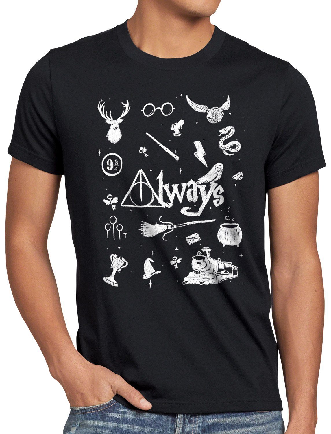 Potter Always Herren schule Print-Shirt zauberei style3 T-Shirt harry