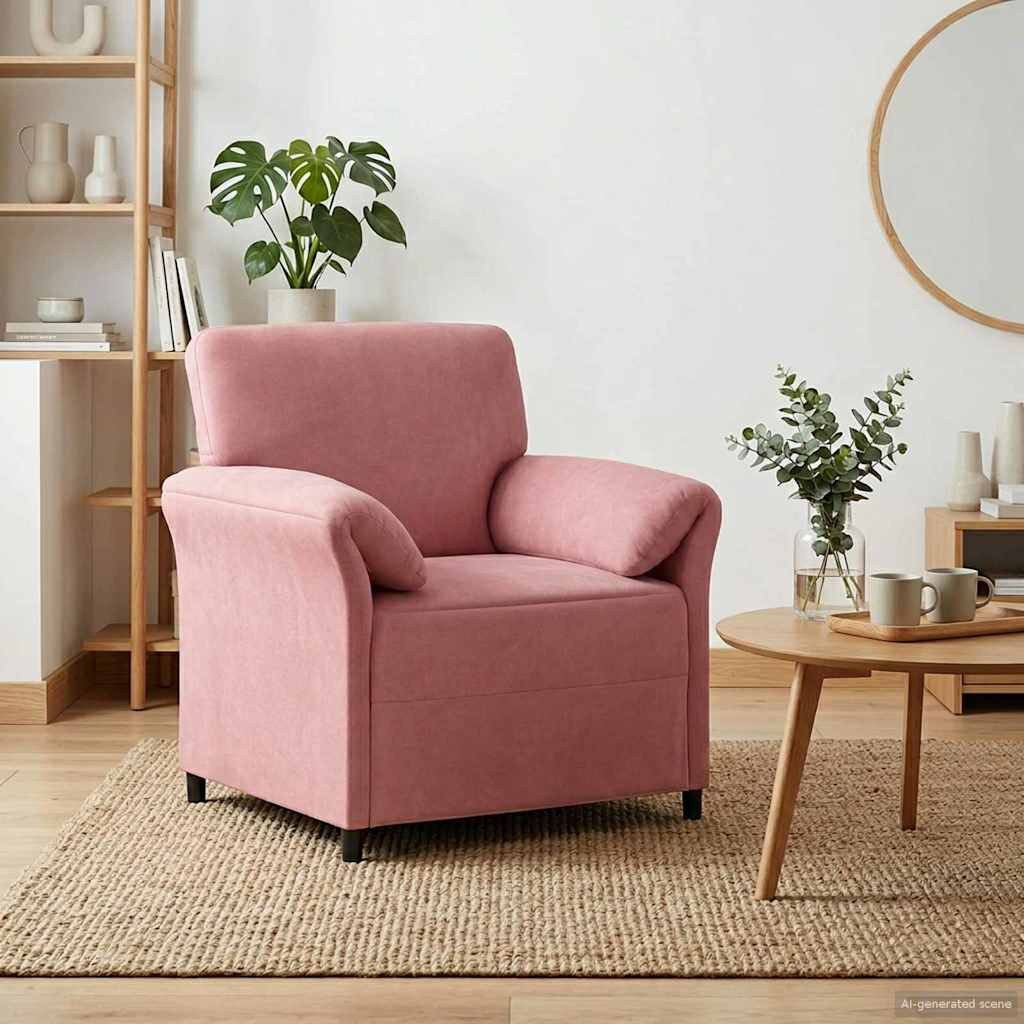 vidaXL Sofa 1-Sitzer Sofa Rosa 88 x 83 x 95 cm Samt, 1 Teile – Bild 2 von 5
