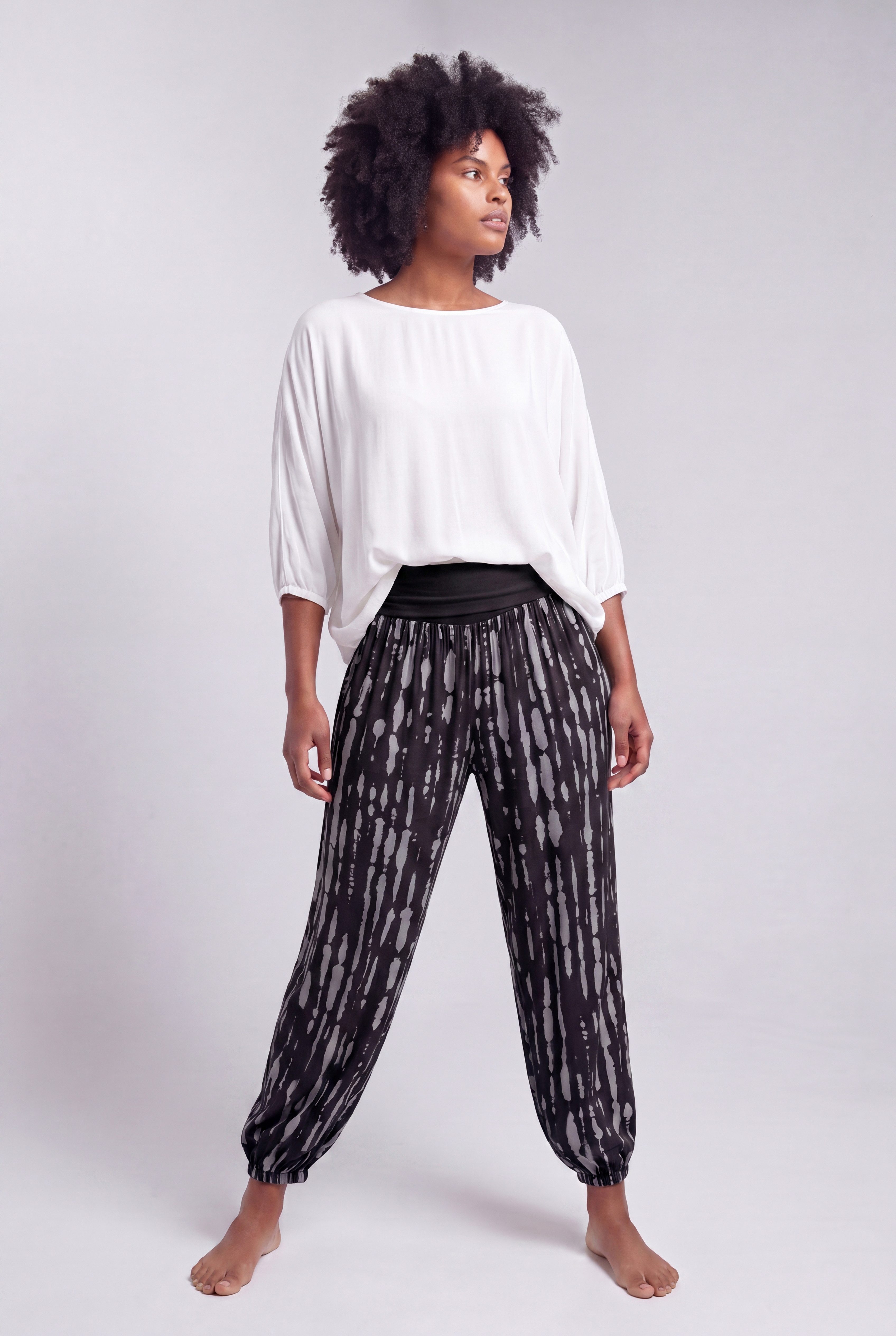 YC Fashion & Style Haremshose Pumphose mit Allover-Print – Bequeme Freizeithose mit Komfortbund mit elastischem Bund