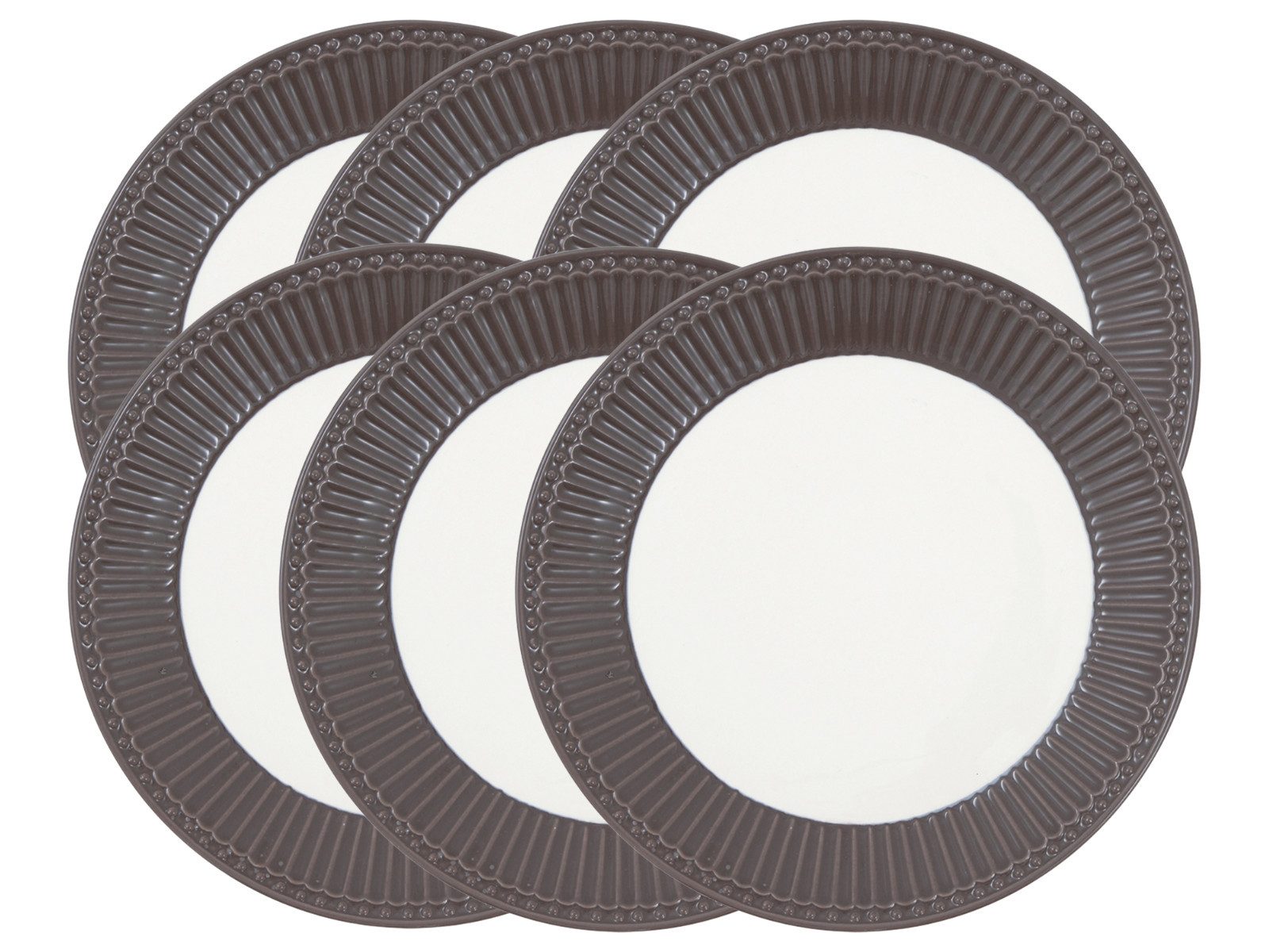 Greengate Geschirr-Set Alice Frühstücksteller dark chocolate 23 cm Set6, Steinzeug
