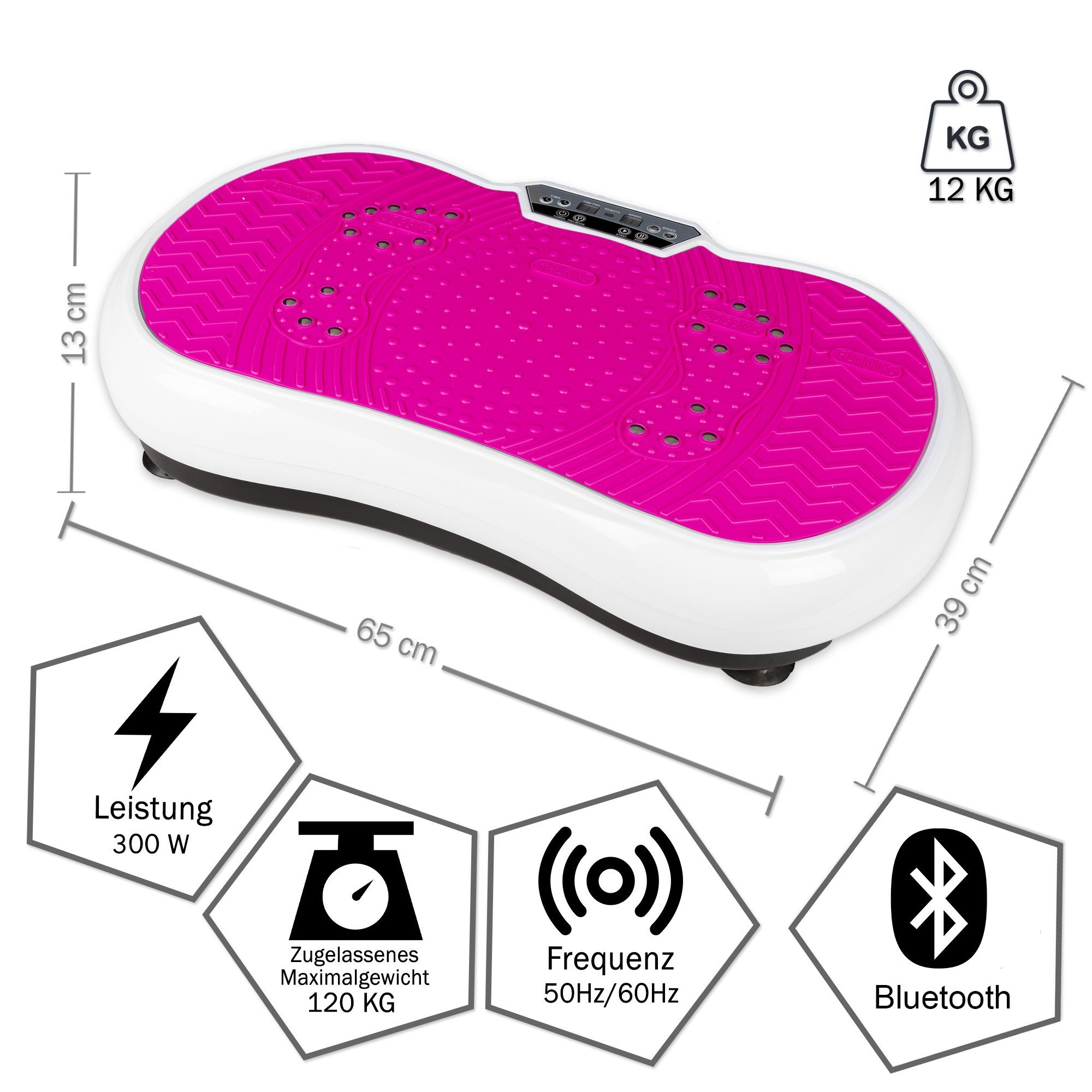 Abnehmen Power Vibrationsgerät, Vibrationsboard Bluetooth Coradoma 300,00 zum Dehnbändern Vibrationsplatte Rüttelplatte (mit Fitness Oszillation W, mit und Trainingsbänder),