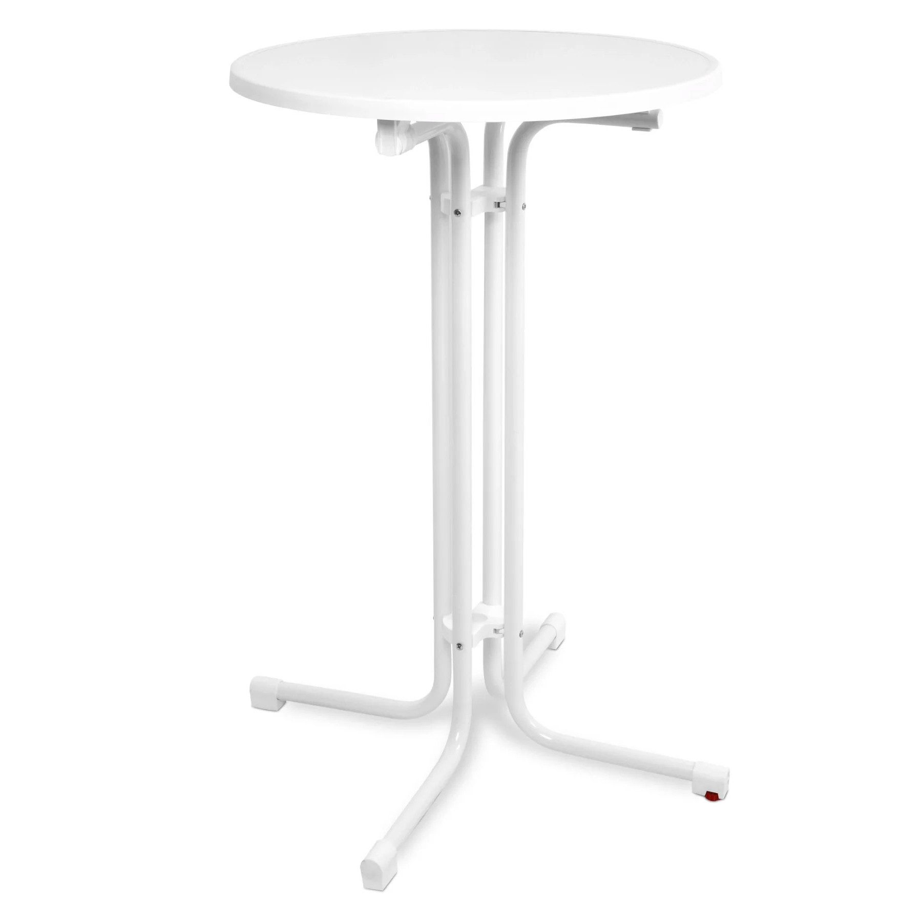 Beautissu Stehtisch Outdoor Stehtisch Bellini, klappbar, Ø60cm, Weiß, wetterfest – kratzfest