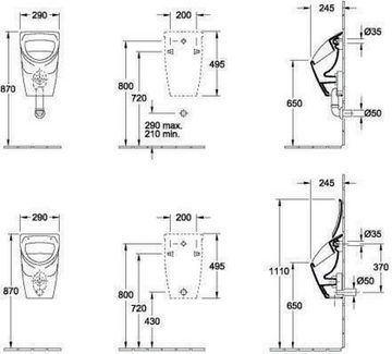 Villeroy & Boch WC-Komplettset V&B Absaug-Urinal Compact O.NOVO 290x495