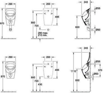 Villeroy & Boch WC-Komplettset V&B Absaug-Urinal Compact O.NOVO 290x490