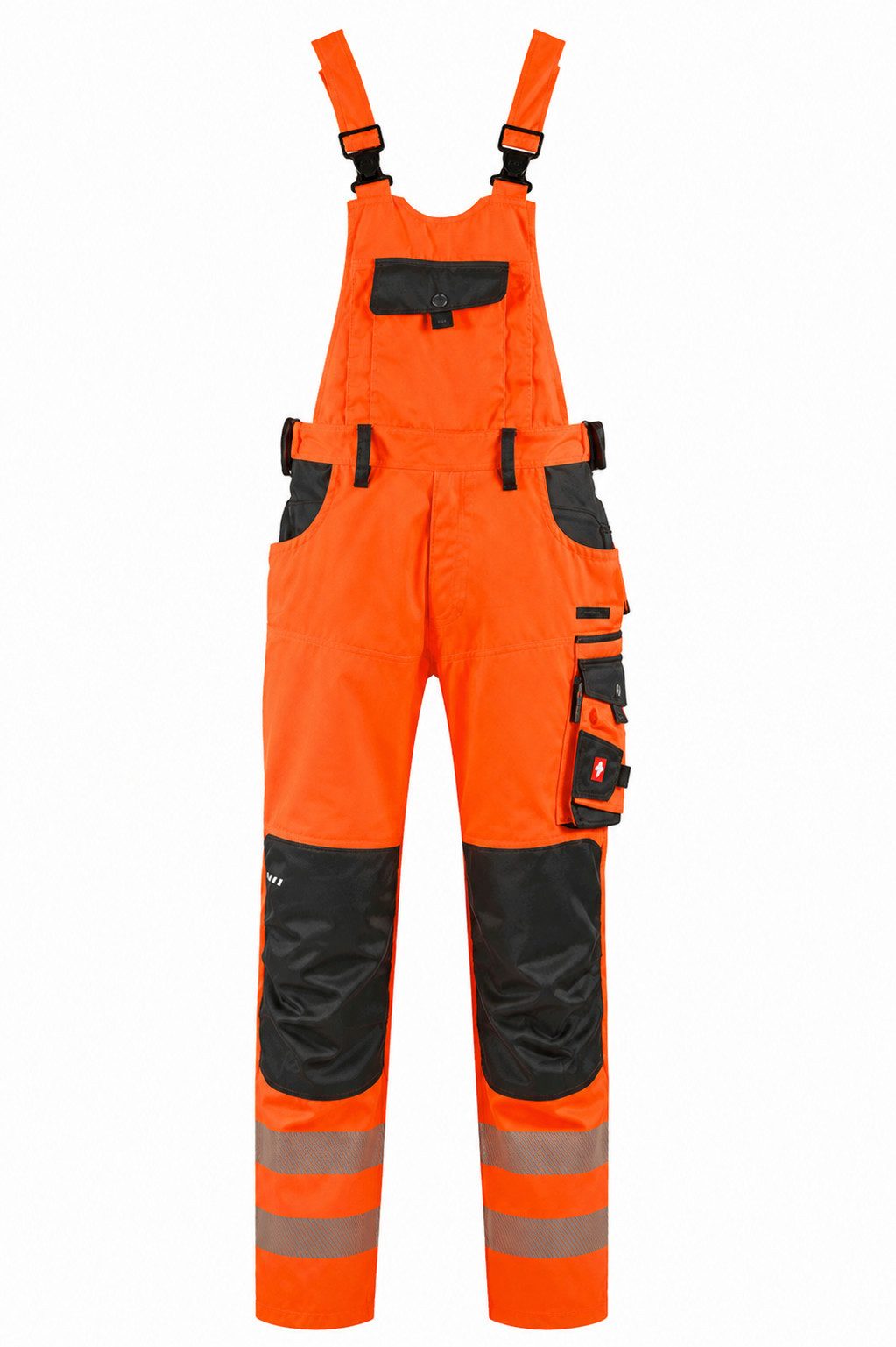 Engelbert Strauss Arbeitslatzhose Strauss Warnschutz-Latzhose e.s.motion Herren warnorange/anthrazit mit elastischem Bund, dehnbarer Rückenpartie