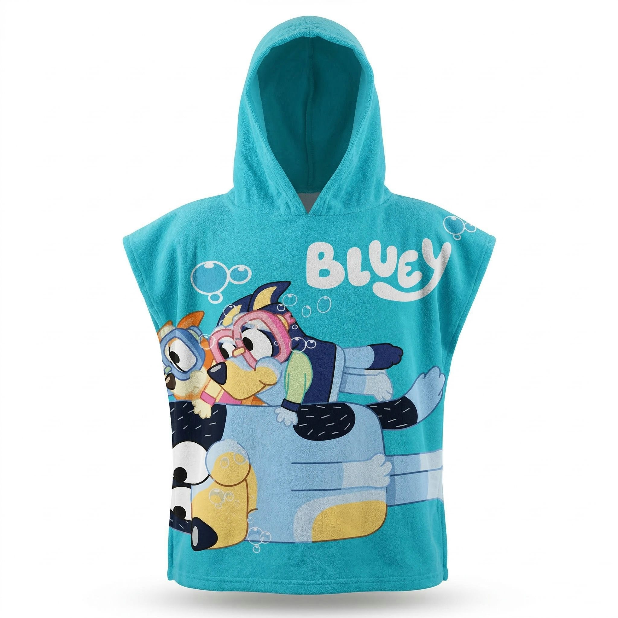 Bluey Badeponcho Bluey und Bingo Kinder Mikrofaser Poncho mit Kapuze 55x110 cm, Polyester, Kapuze